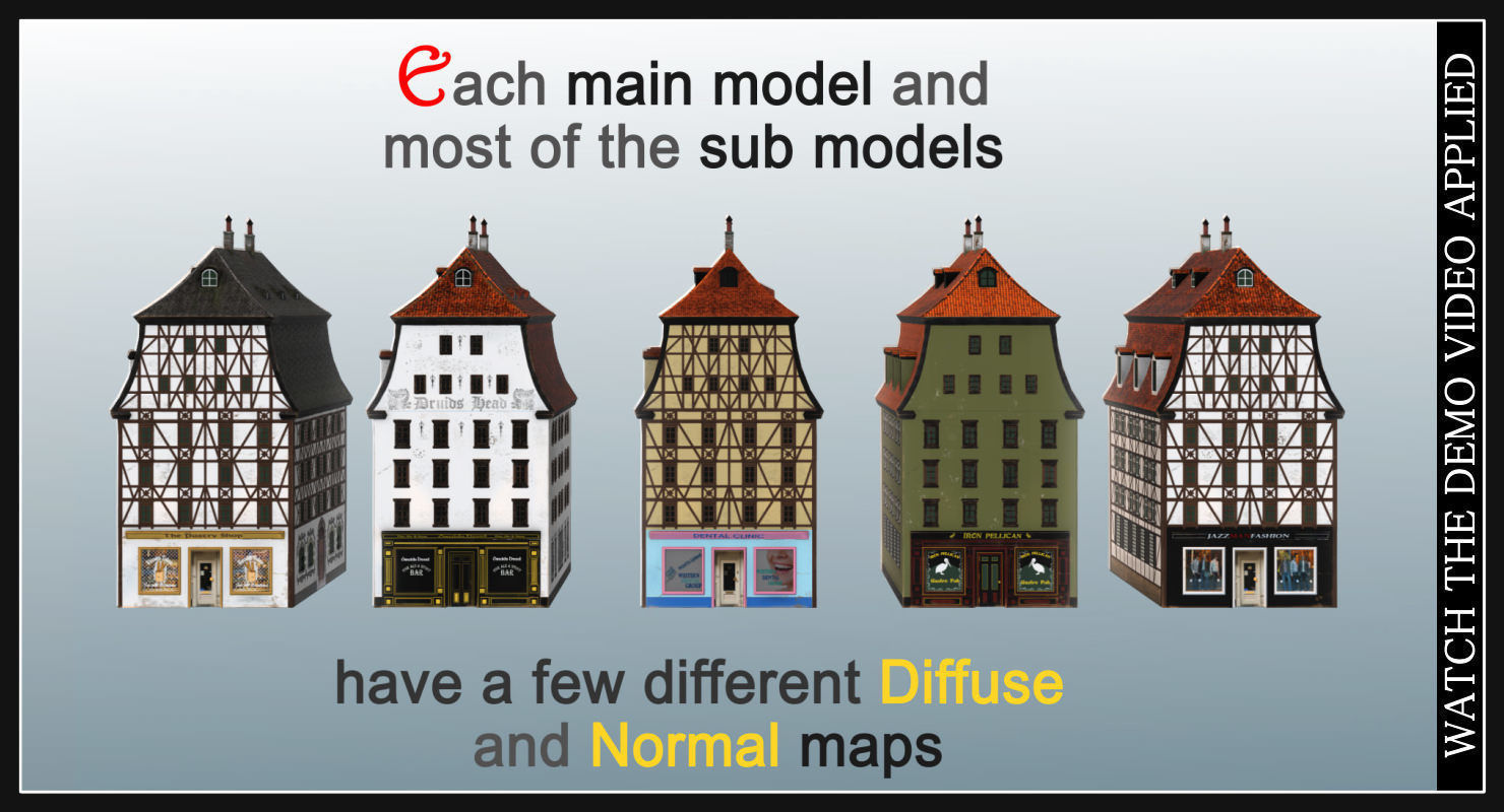 Old European Town Low-poly 3D model_81