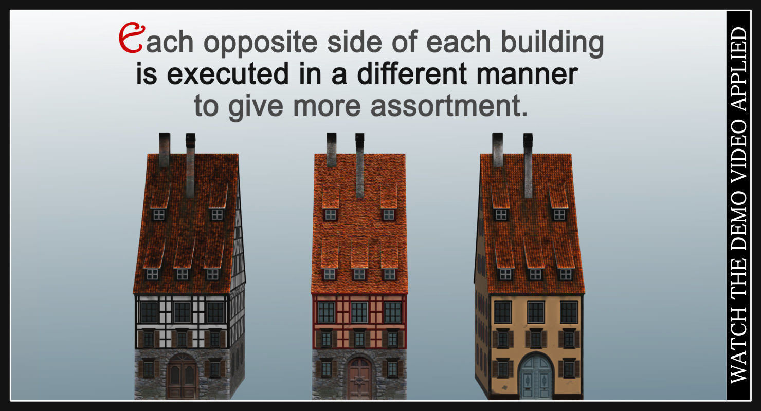 Old European Town Low-poly 3D model_80