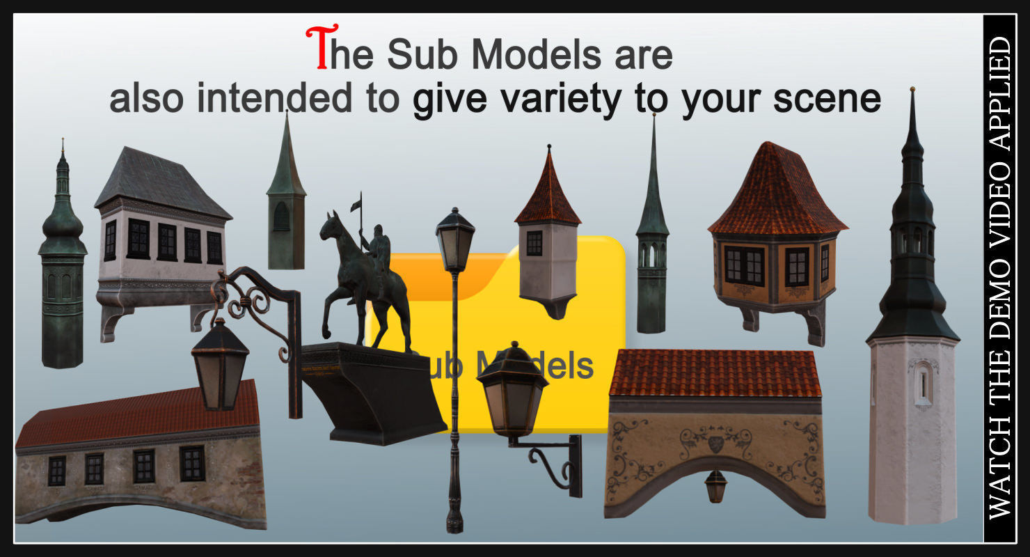 Old European Town Low-poly 3D model_83