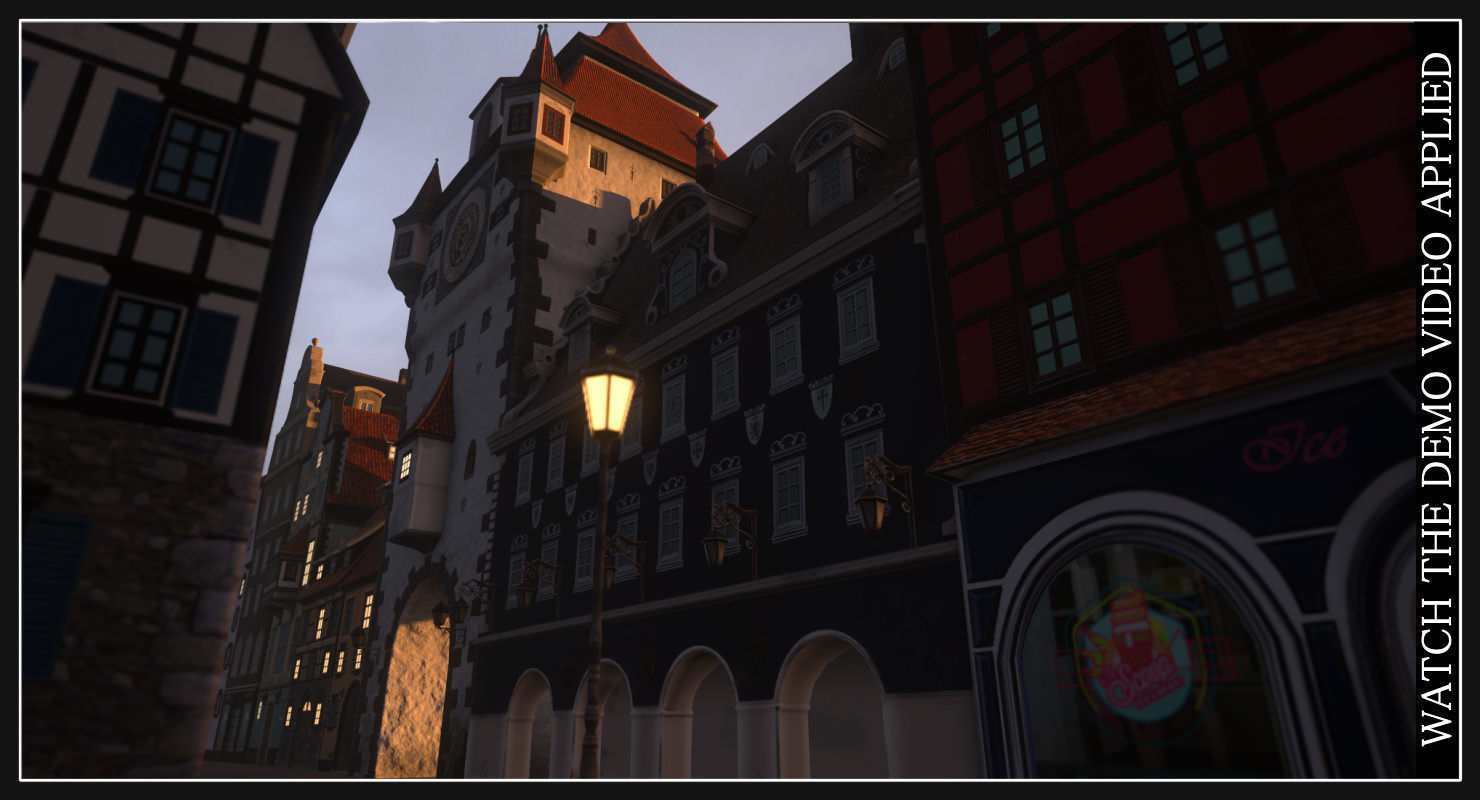 Old European Town Low-poly 3D model_41