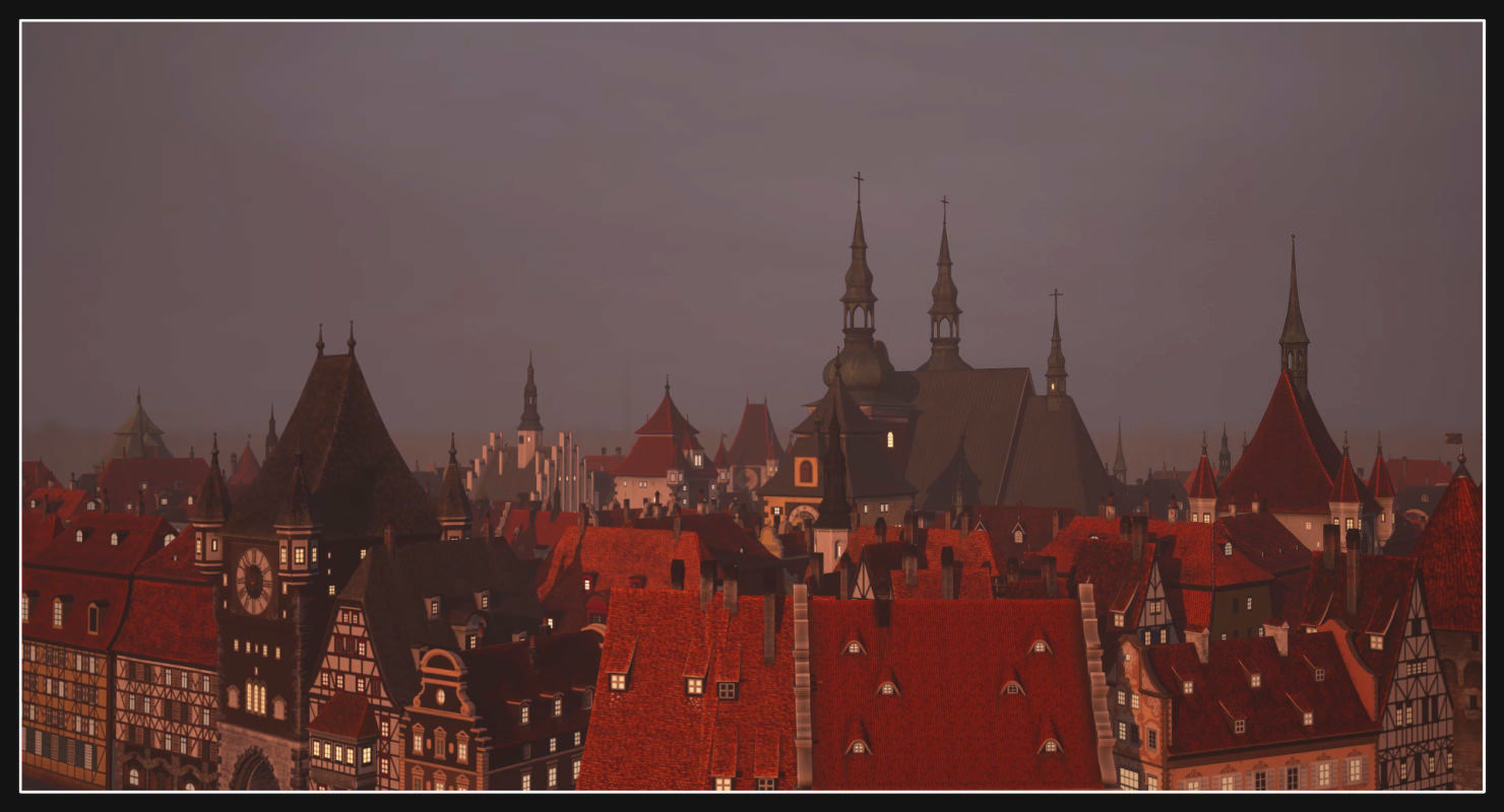 Old European Town Low-poly 3D model_2