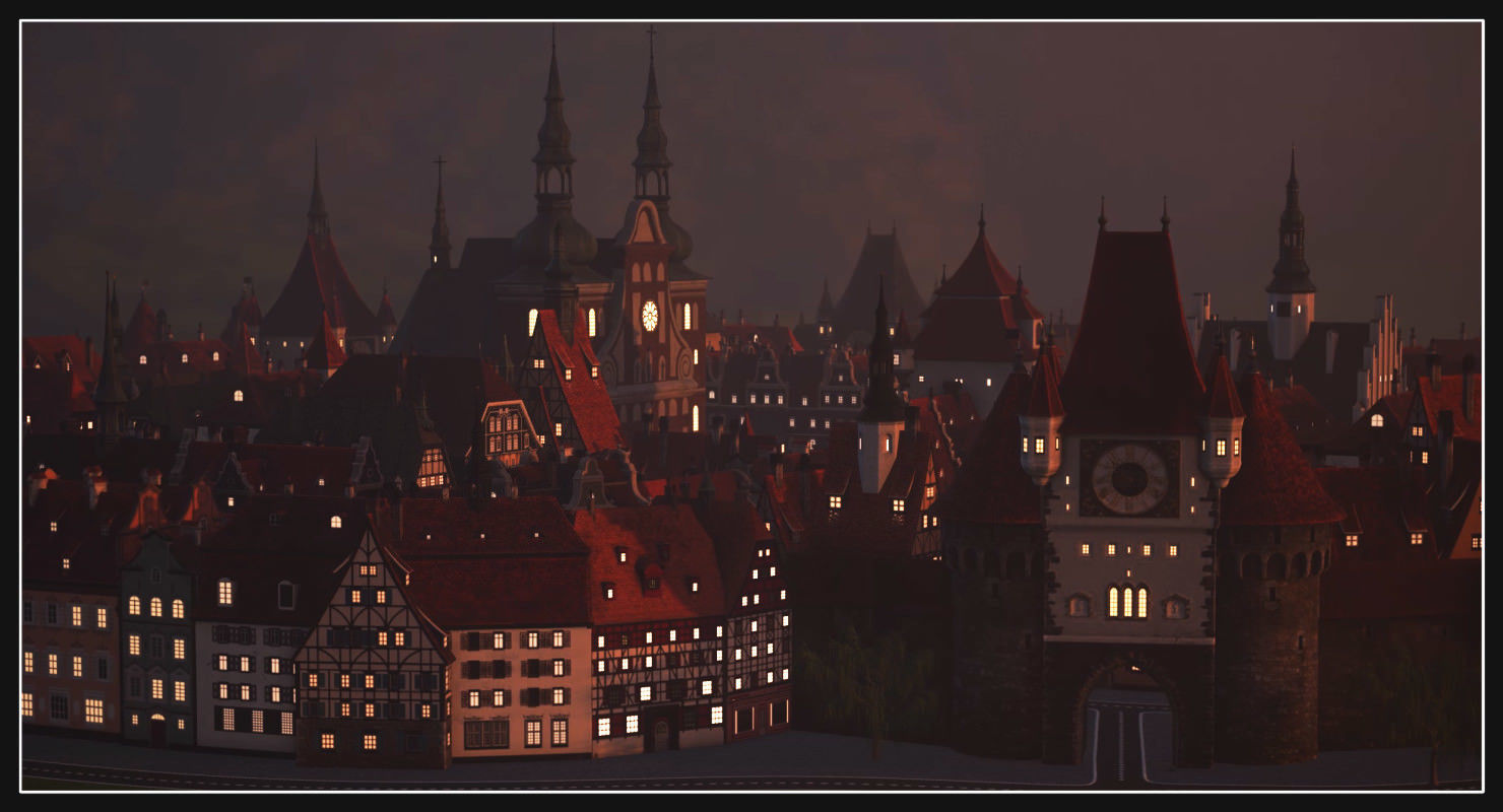 Old European Town Low-poly 3D model_6