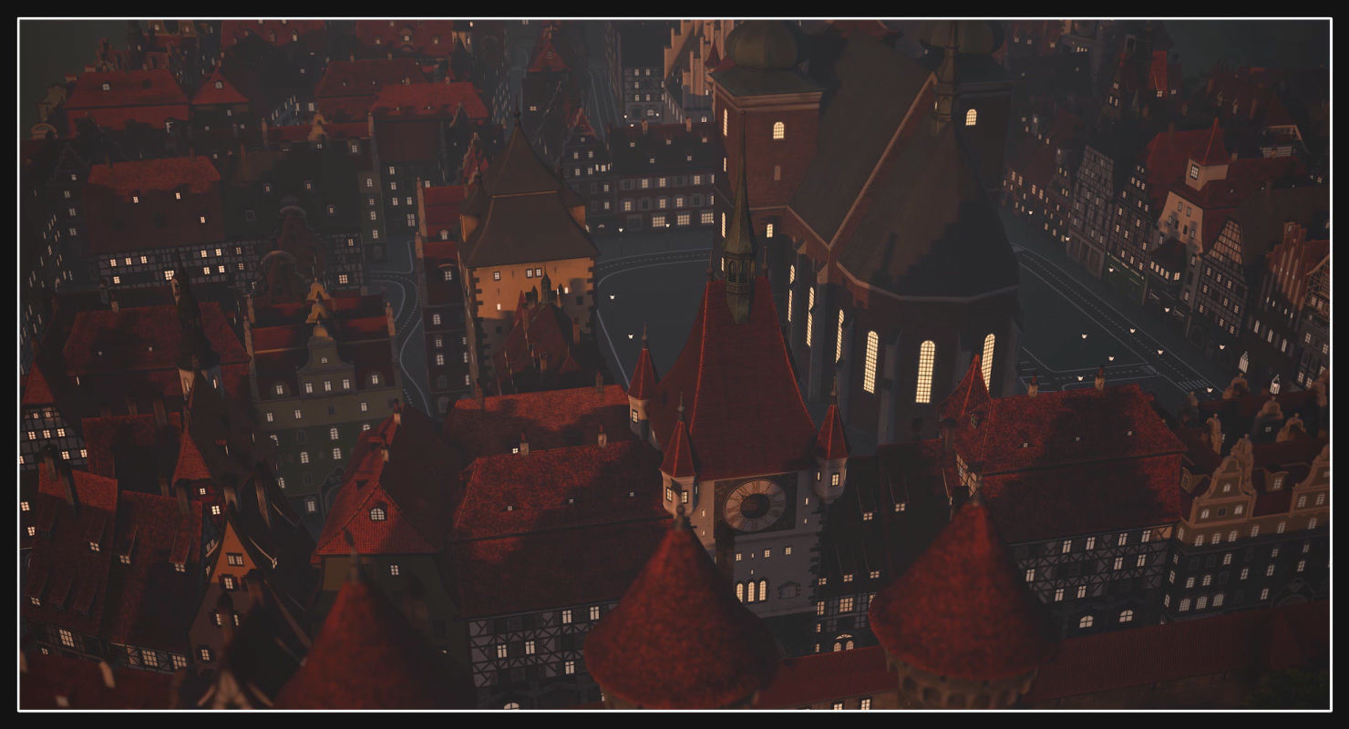 Old European Town Low-poly 3D model_11