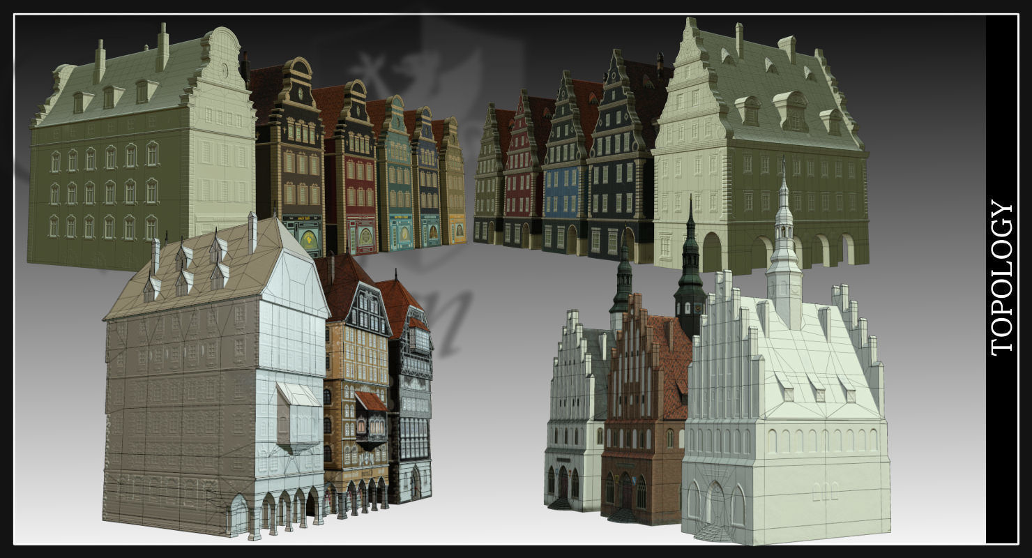 Old European Town Low-poly 3D model_66