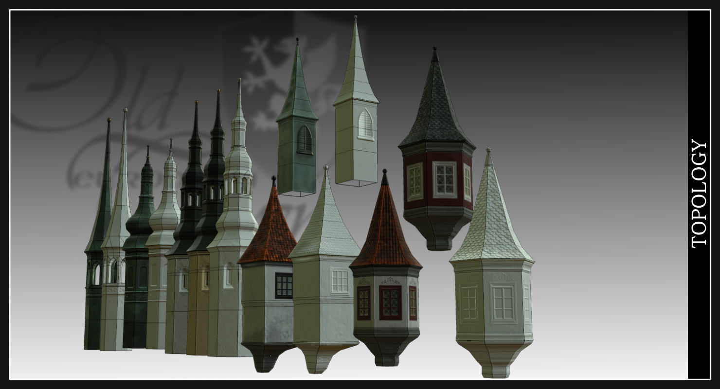 Old European Town Low-poly 3D model_71