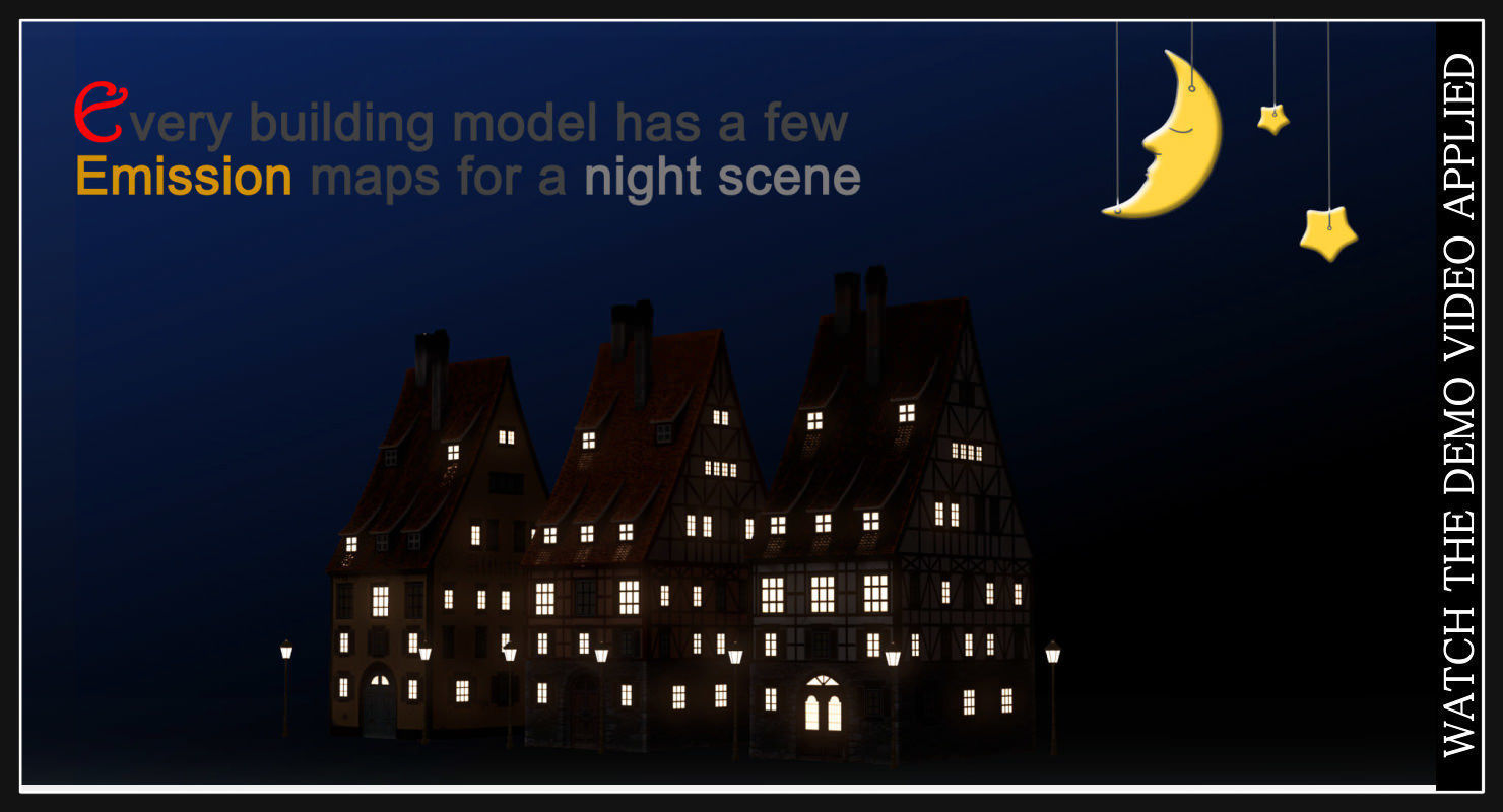 Old European Town Low-poly 3D model_86