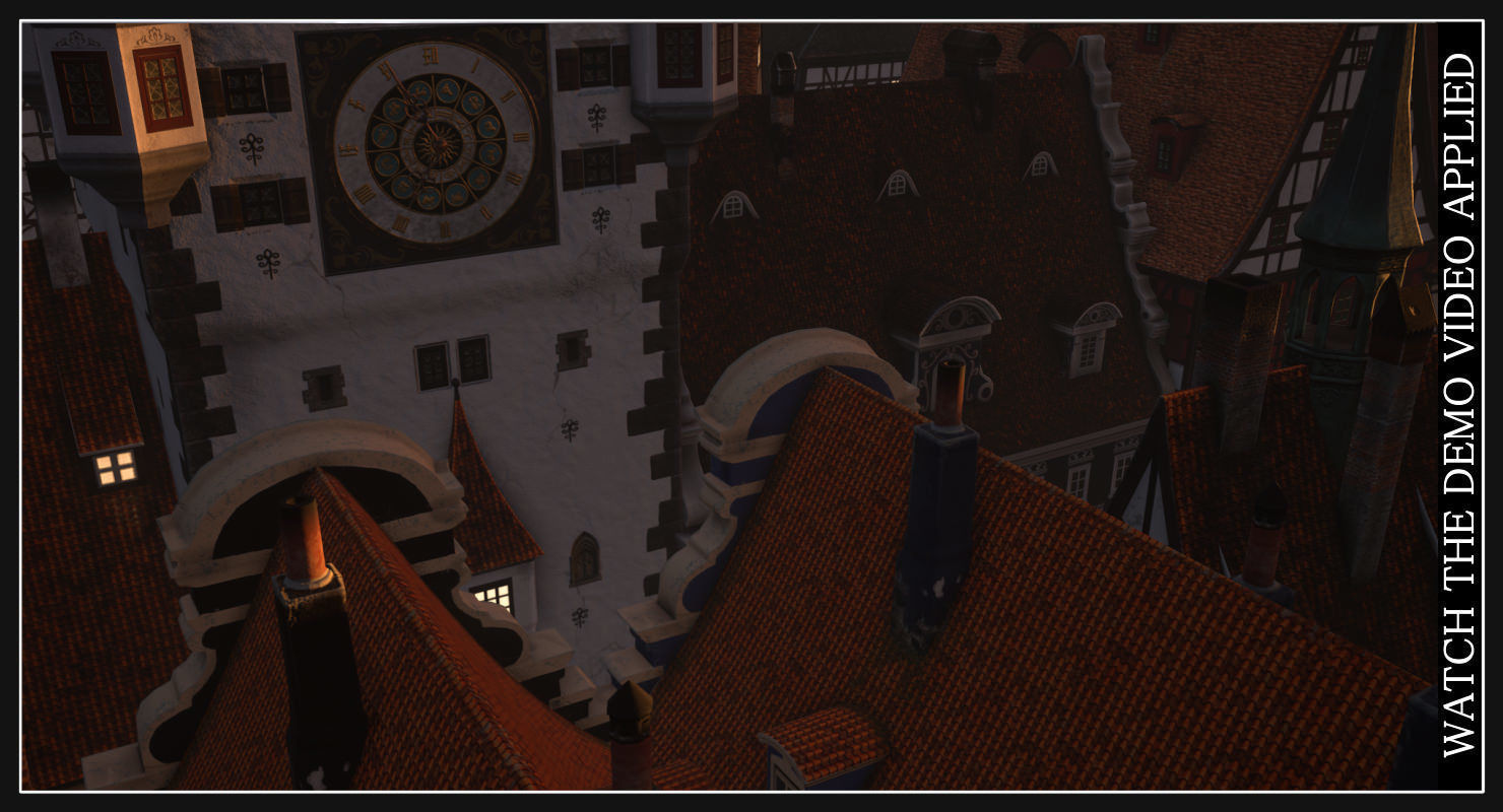 Old European Town Low-poly 3D model_42