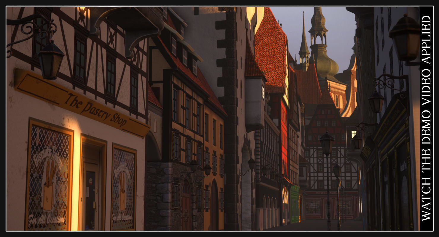 Old European Town Low-poly 3D model_7