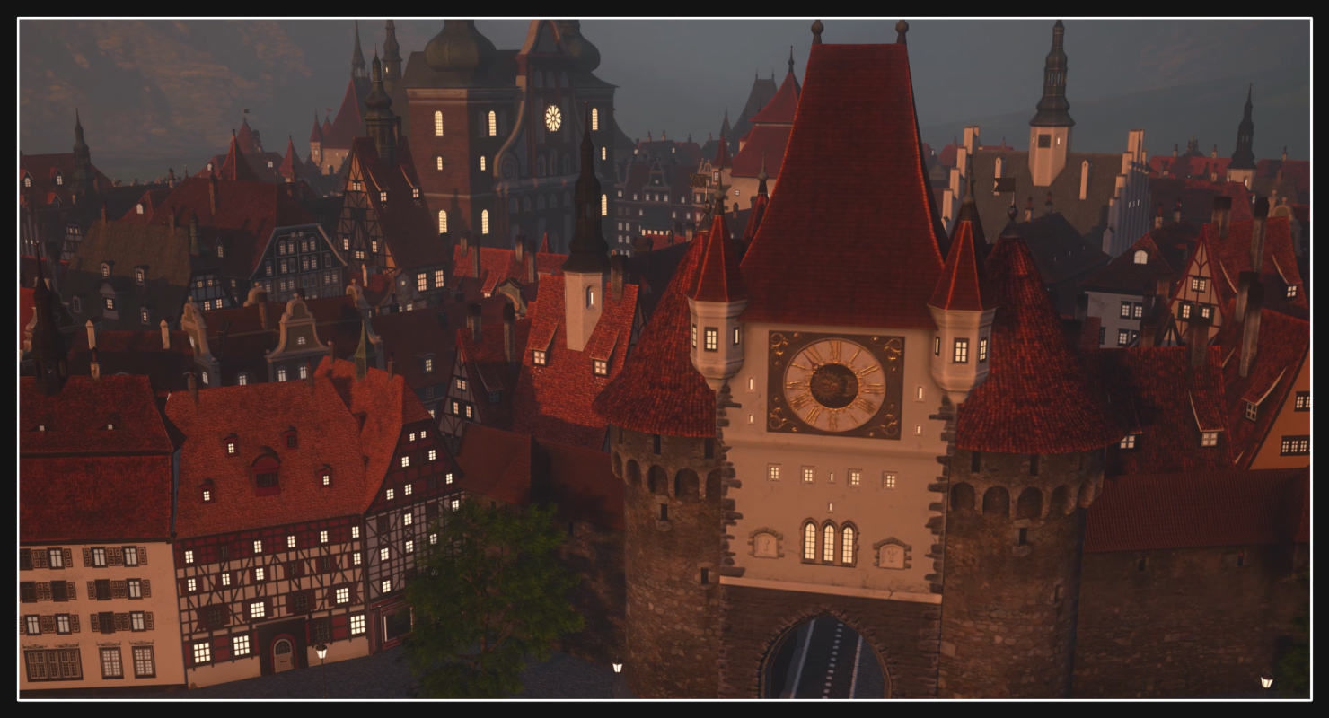 Old European Town Low-poly 3D model_14