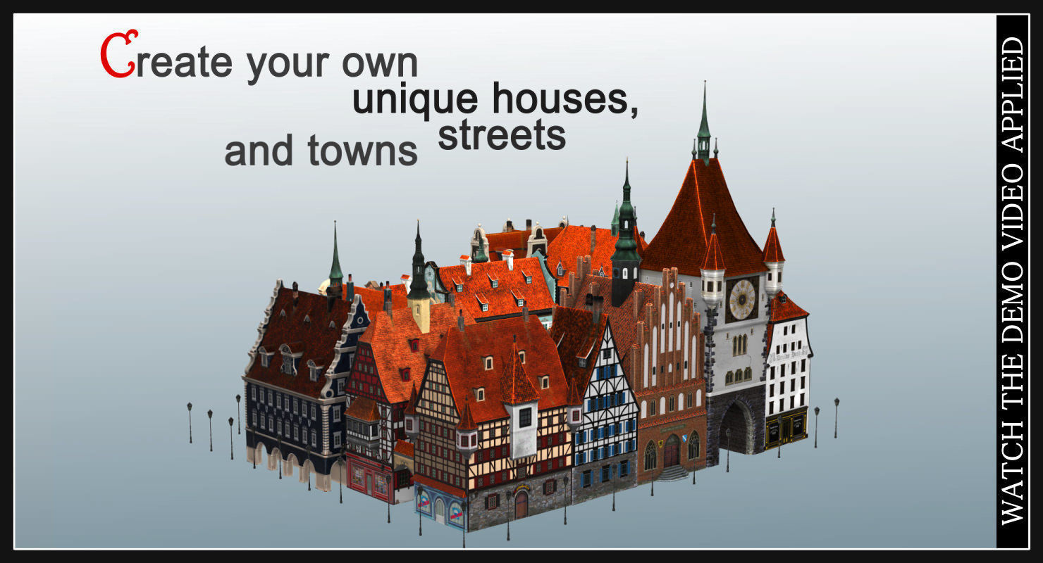 Old European Town Low-poly 3D model_87