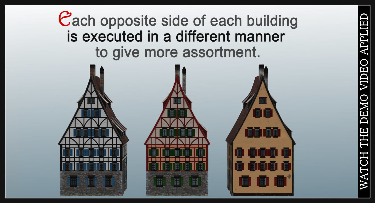 Old European Town Low-poly 3D model_78