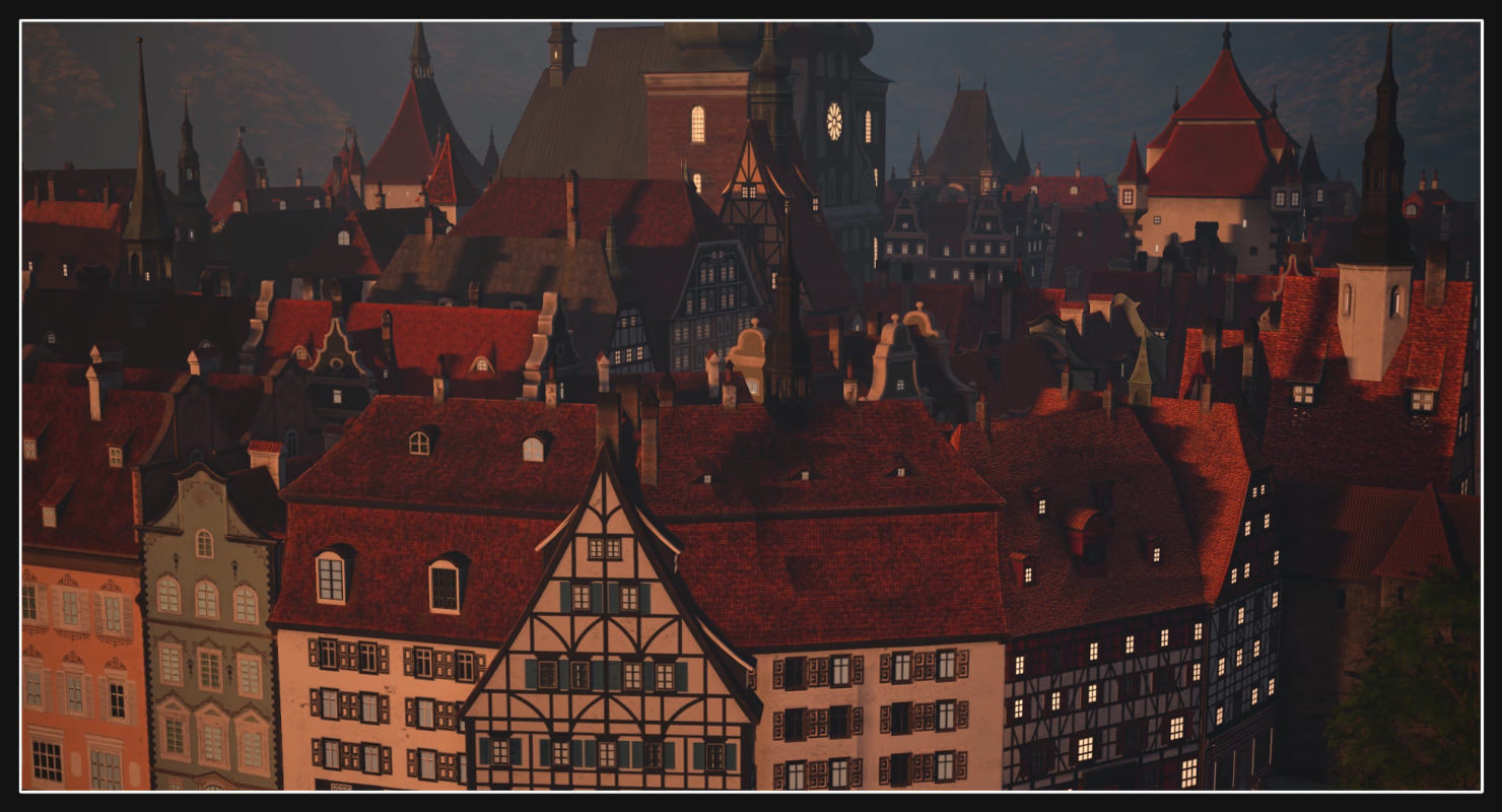Old European Town Low-poly 3D model_3