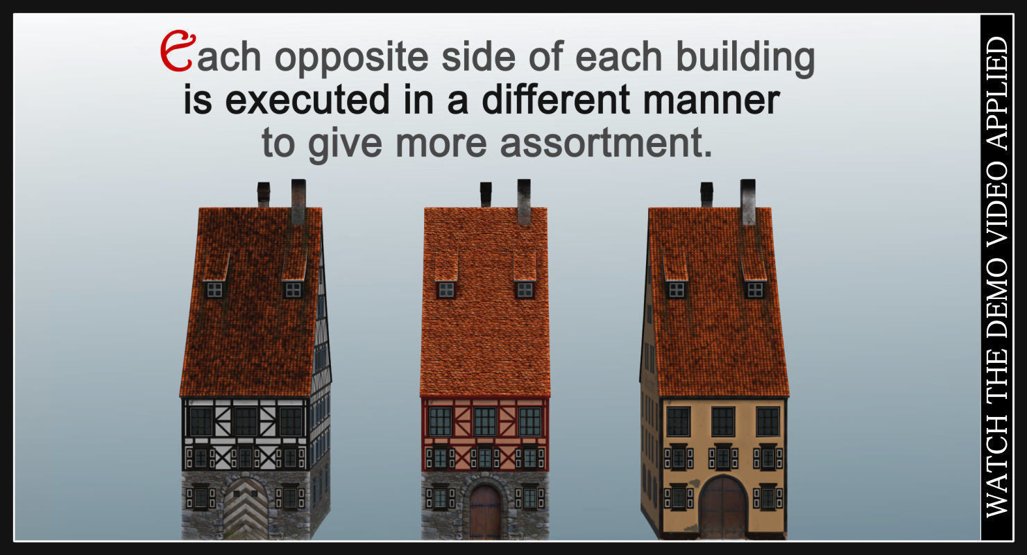 Old European Town Low-poly 3D model_79