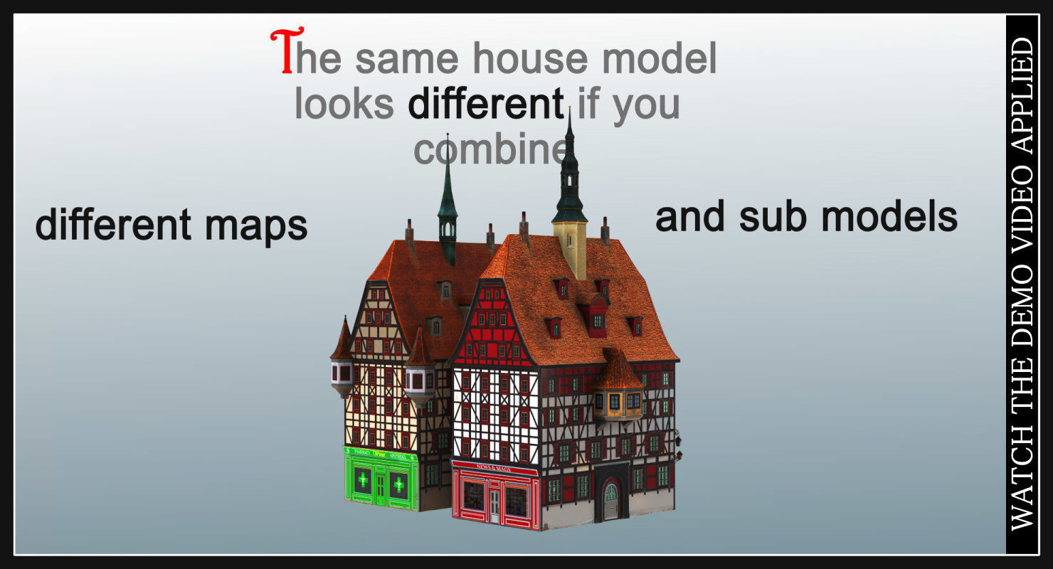 Old European Town Low-poly 3D model_84