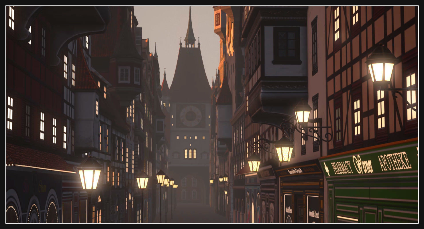 Old European Town Low-poly 3D model_24