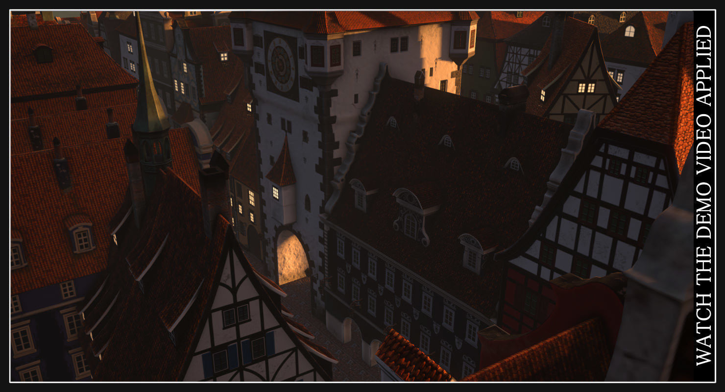Old European Town Low-poly 3D model_43