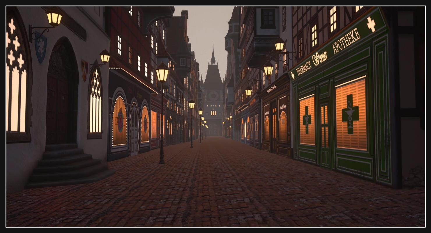 Old European Town Low-poly 3D model_30