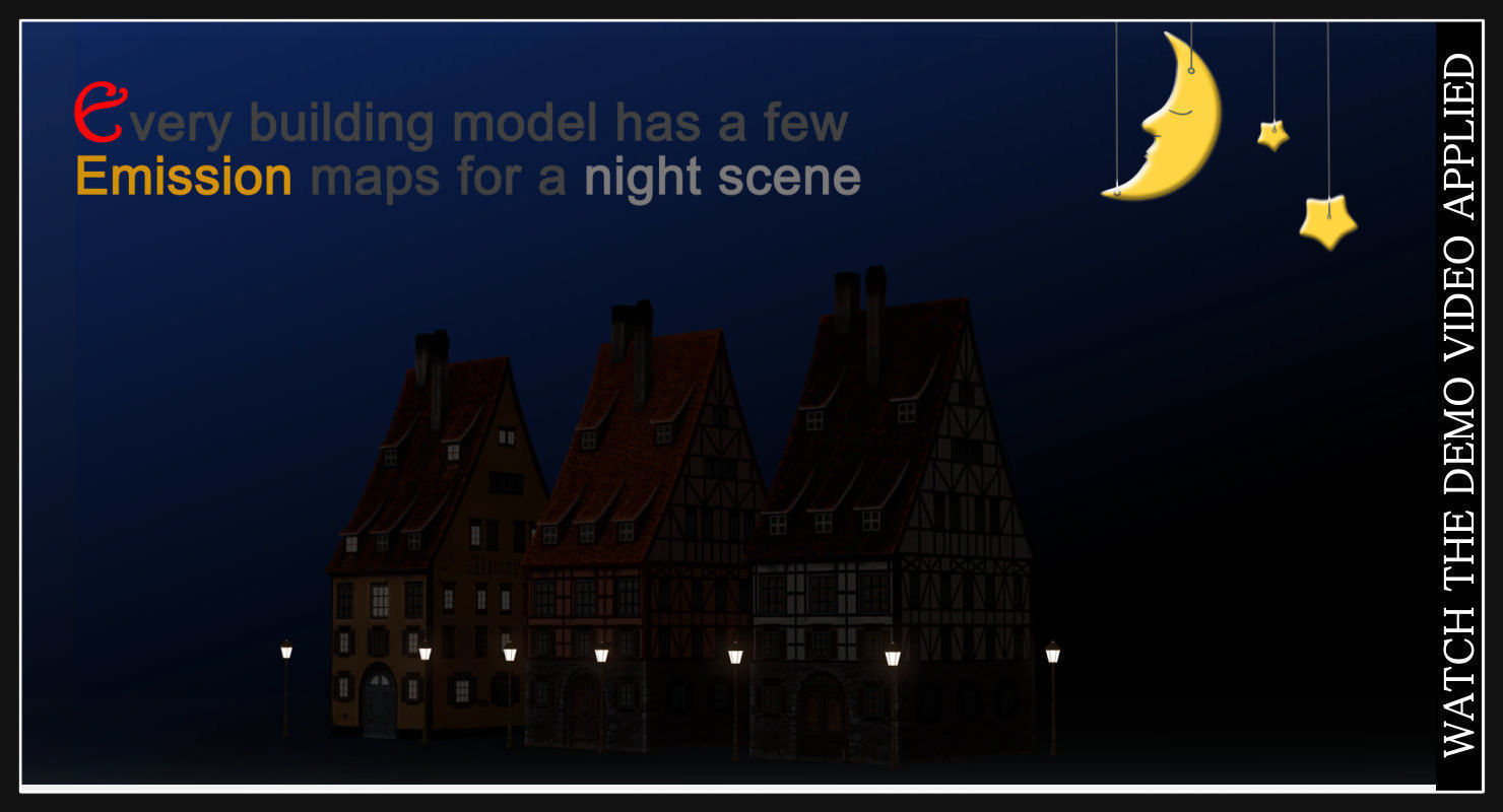 Old European Town Low-poly 3D model_85
