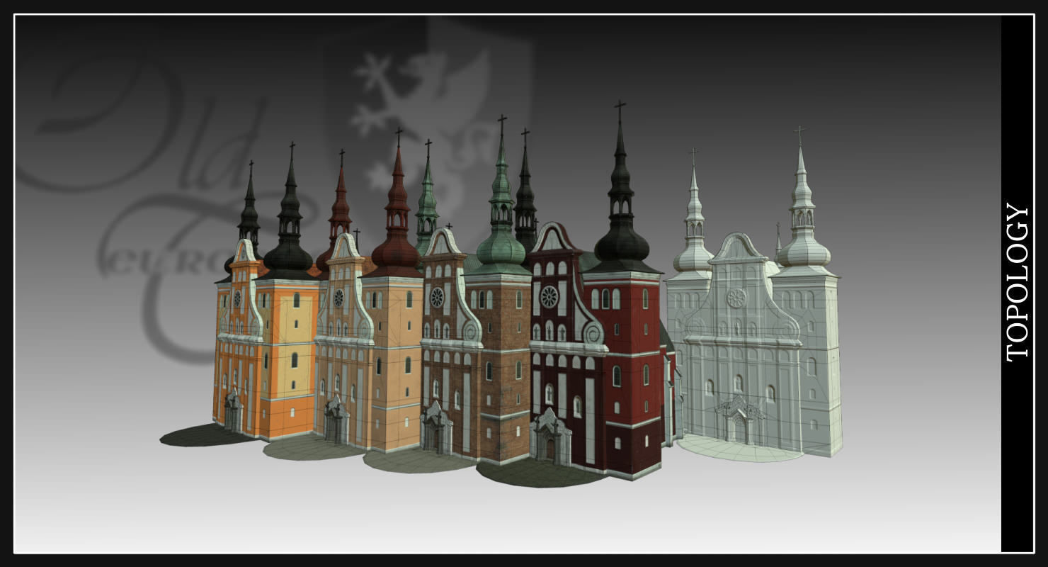Old European Town Low-poly 3D model_69