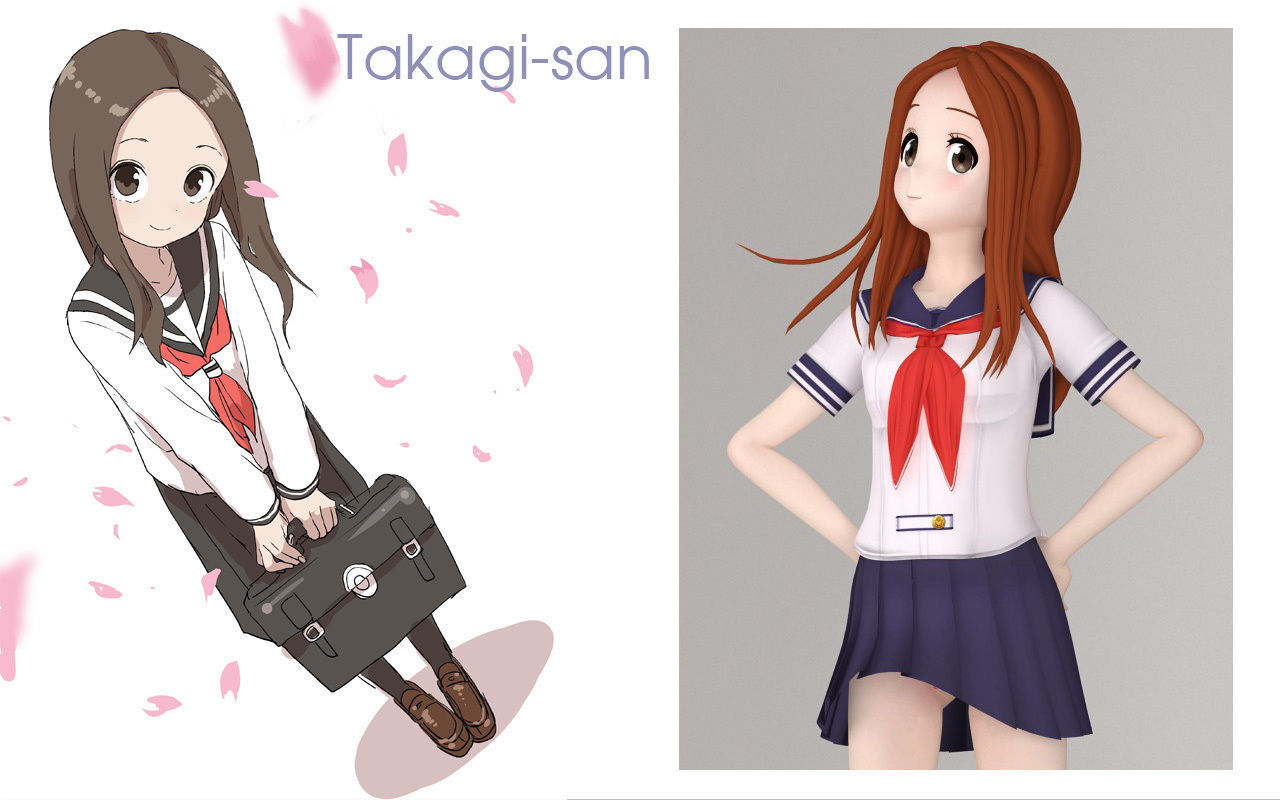 Anime girls collection 3D model_35