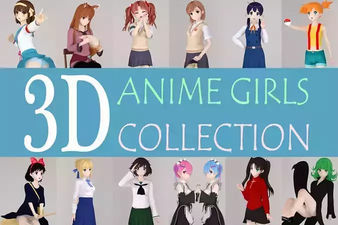 Anime girls collection 3D model