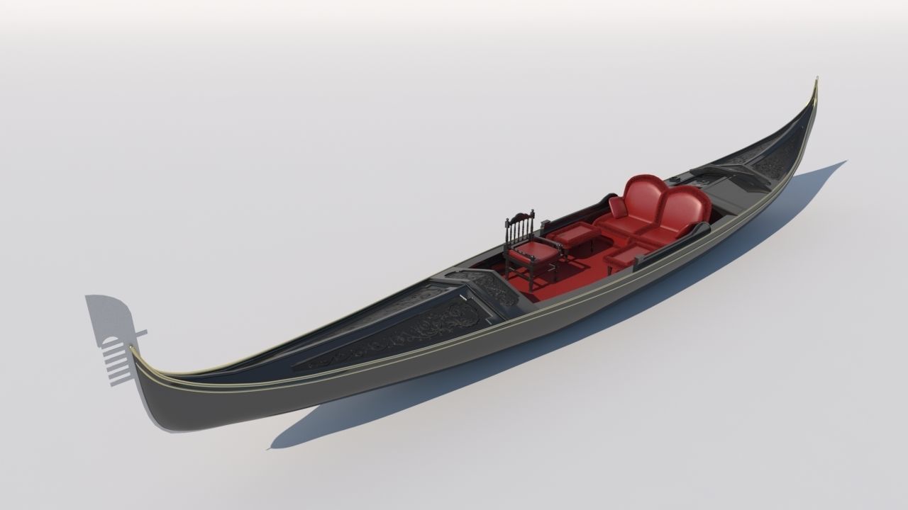 Venetian gondola 3D model 3D model_3
