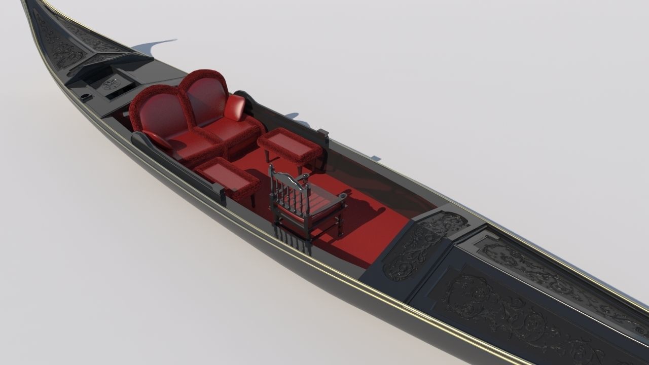 Venetian gondola 3D model 3D model_7