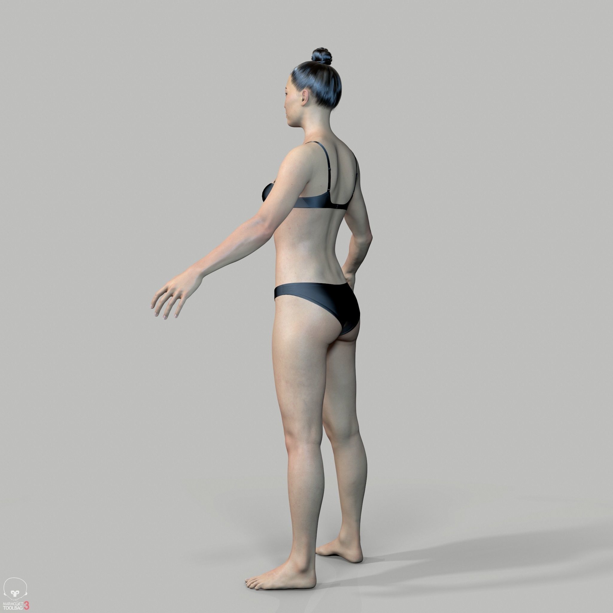 Average Asian Female Body Low-poly 3D model_11