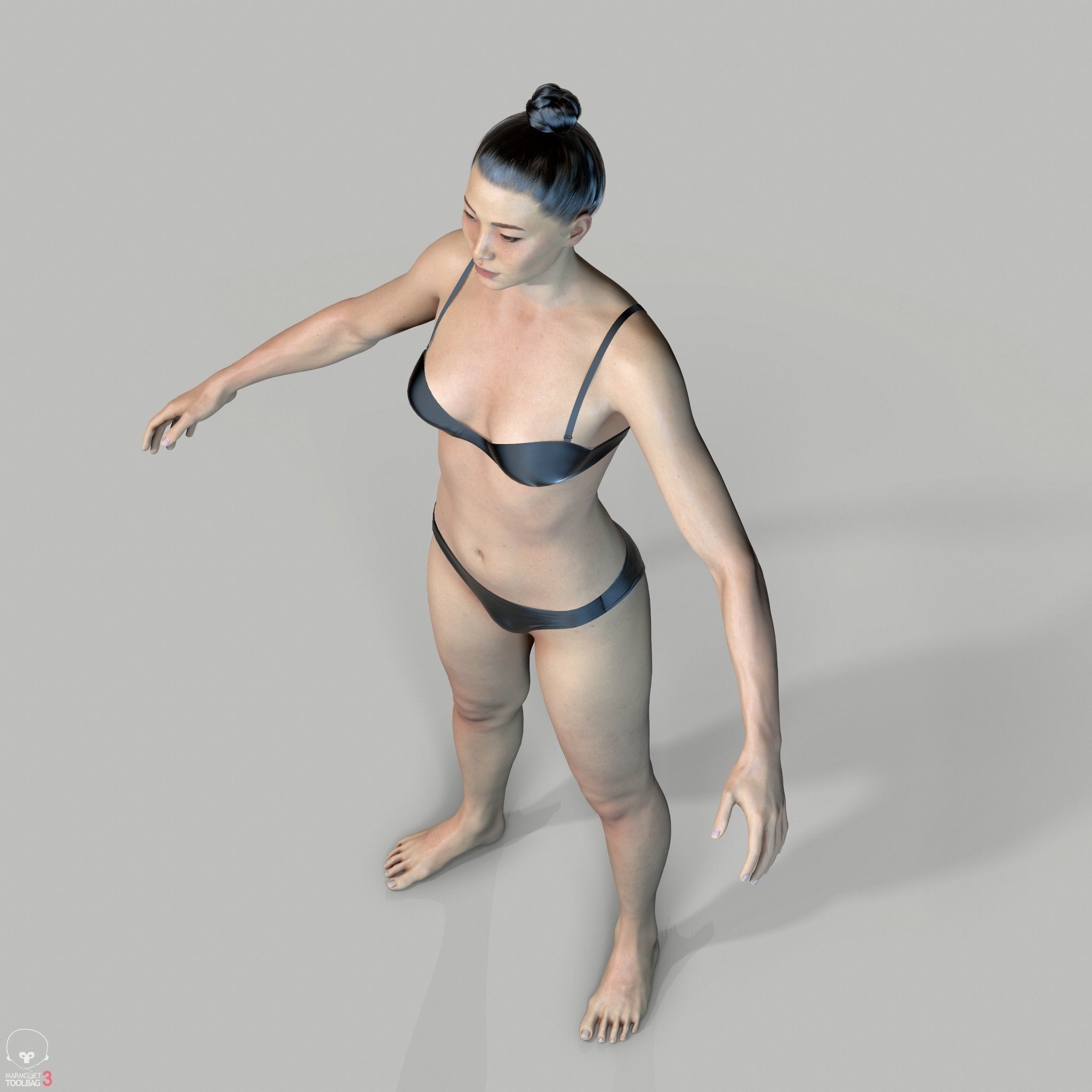 Average Asian Female Body Low-poly 3D model_21