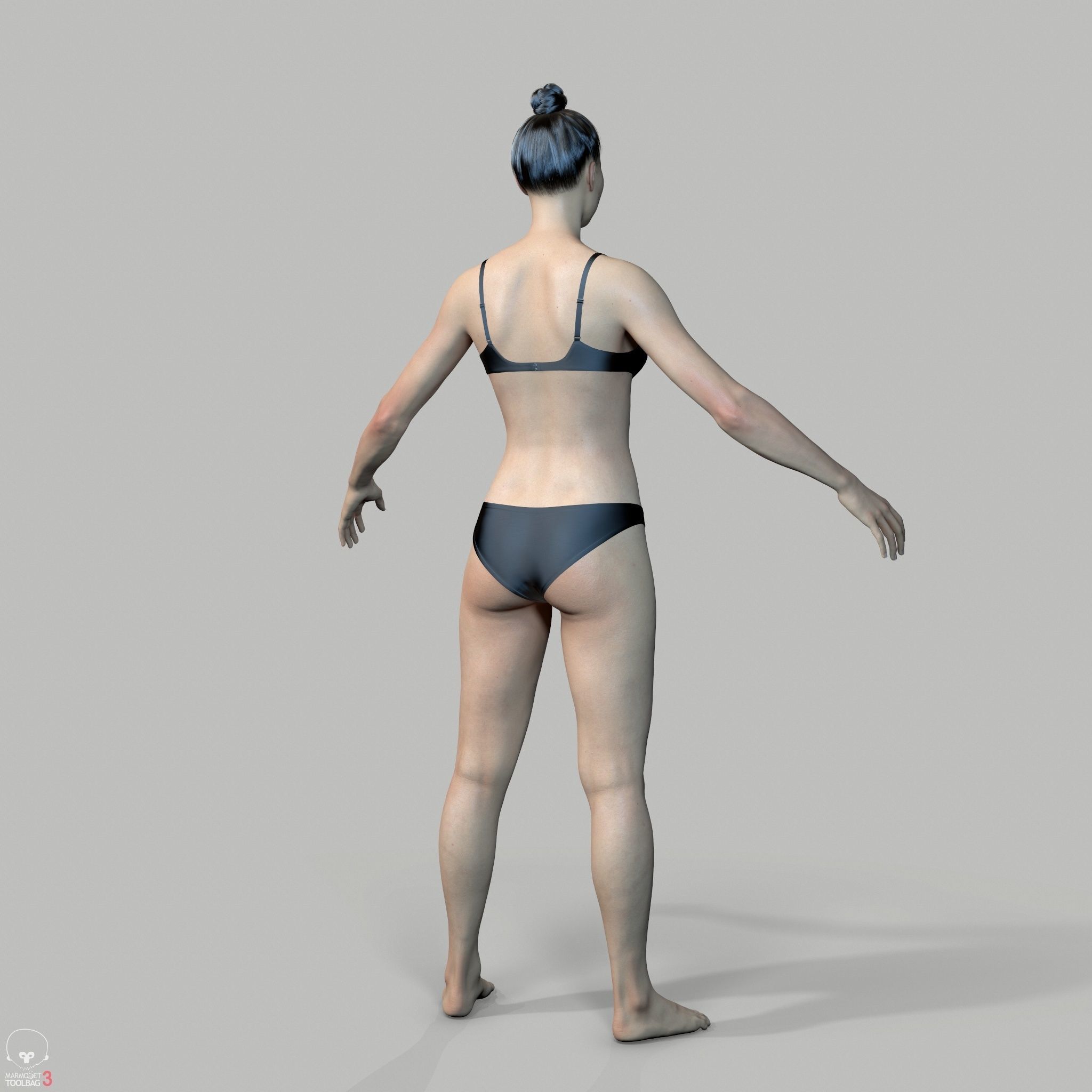 Average Asian Female Body Low-poly 3D model_8