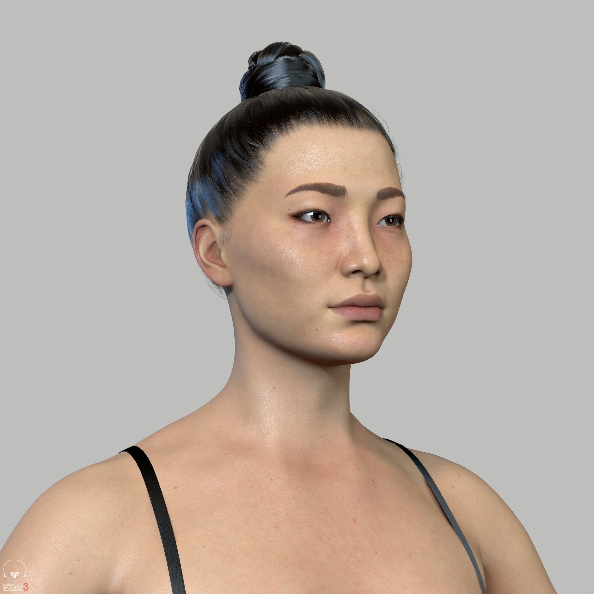 Average Asian Female Body Low-poly 3D model_25