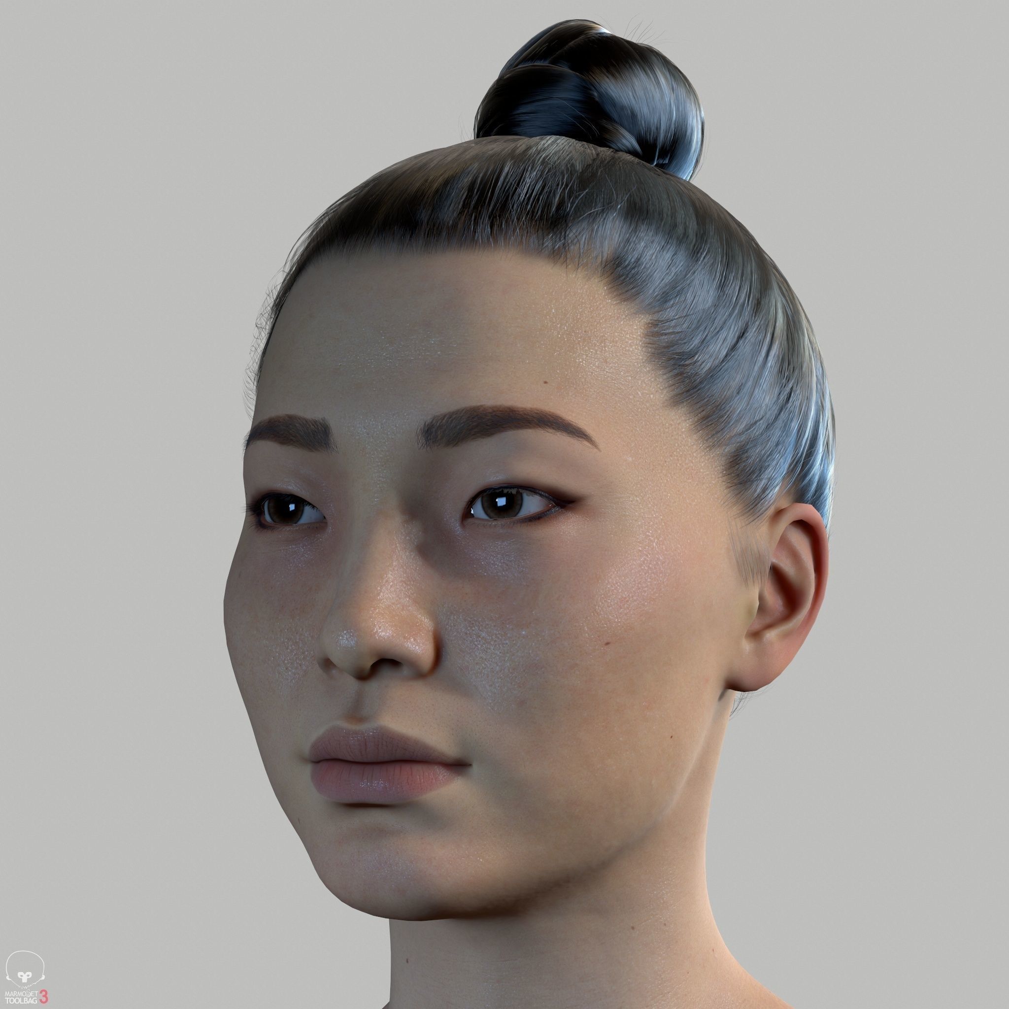 Average Asian Female Body Low-poly 3D model_27