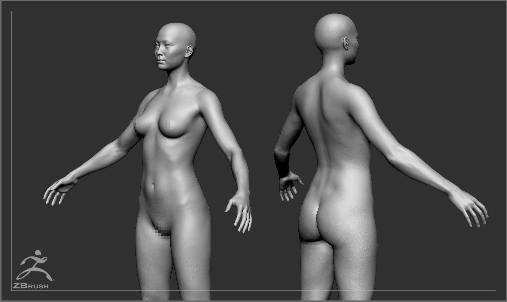 Average Asian Female Body Low-poly 3D model_51