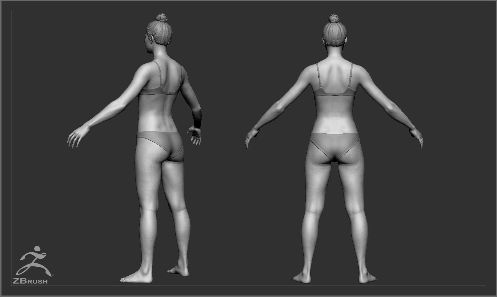 Average Asian Female Body Low-poly 3D model_41