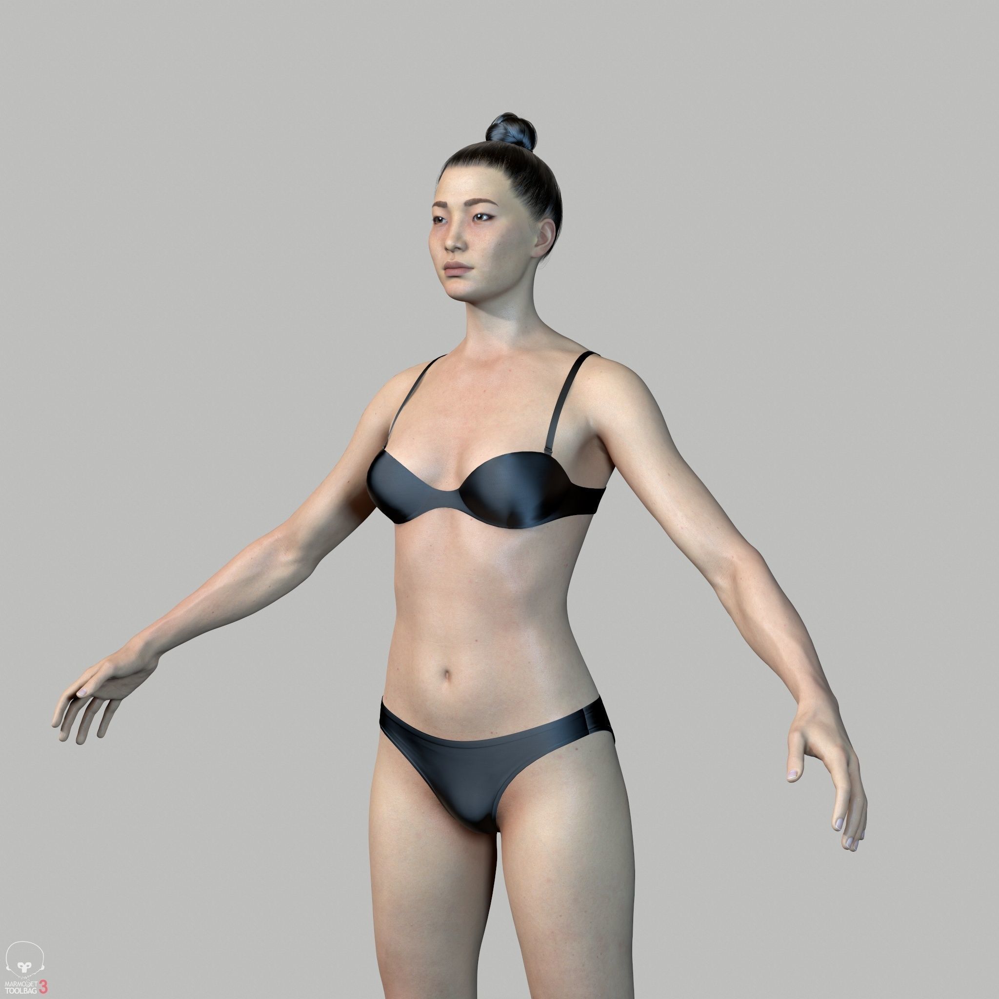 Average Asian Female Body Low-poly 3D model_18