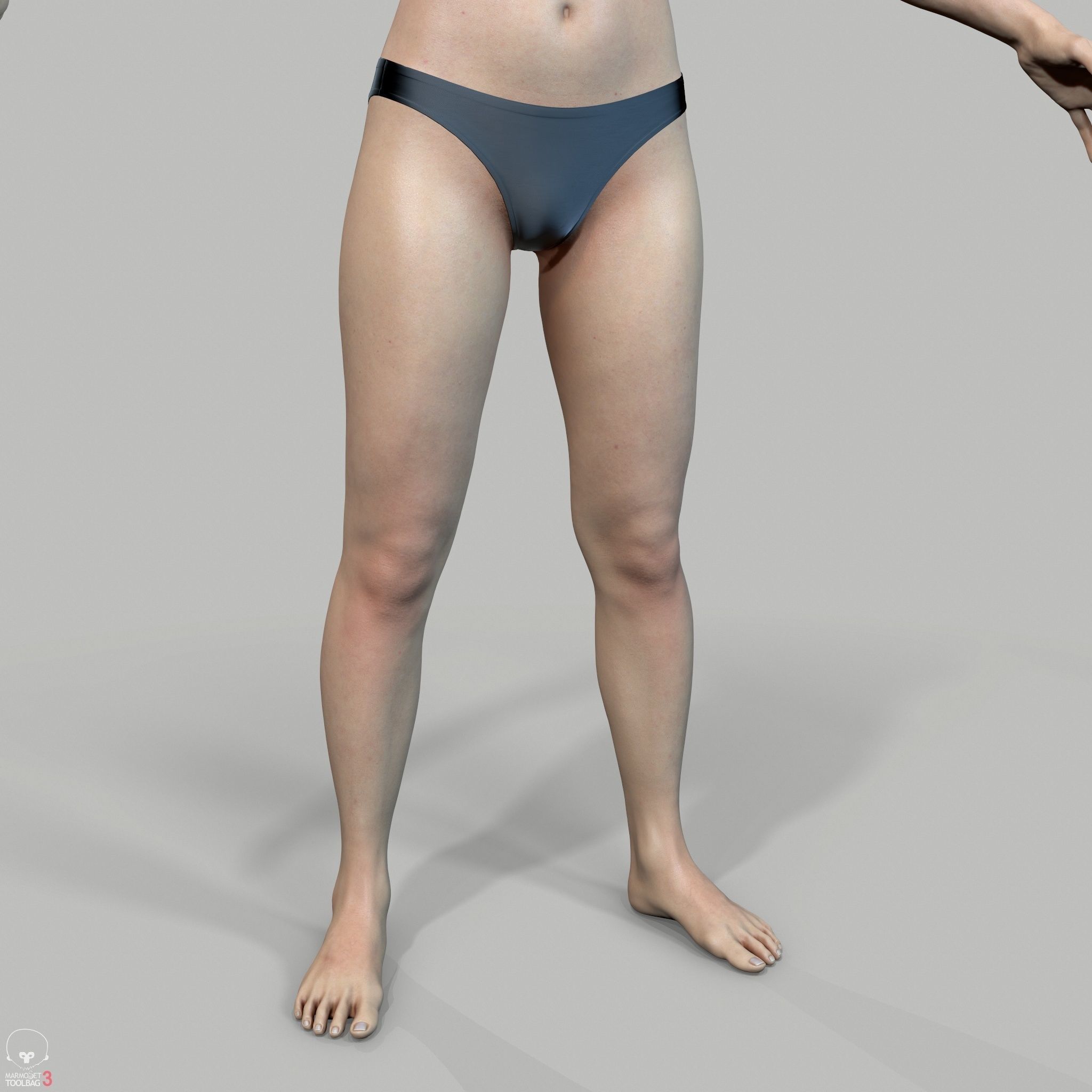 Average Asian Female Body Low-poly 3D model_23