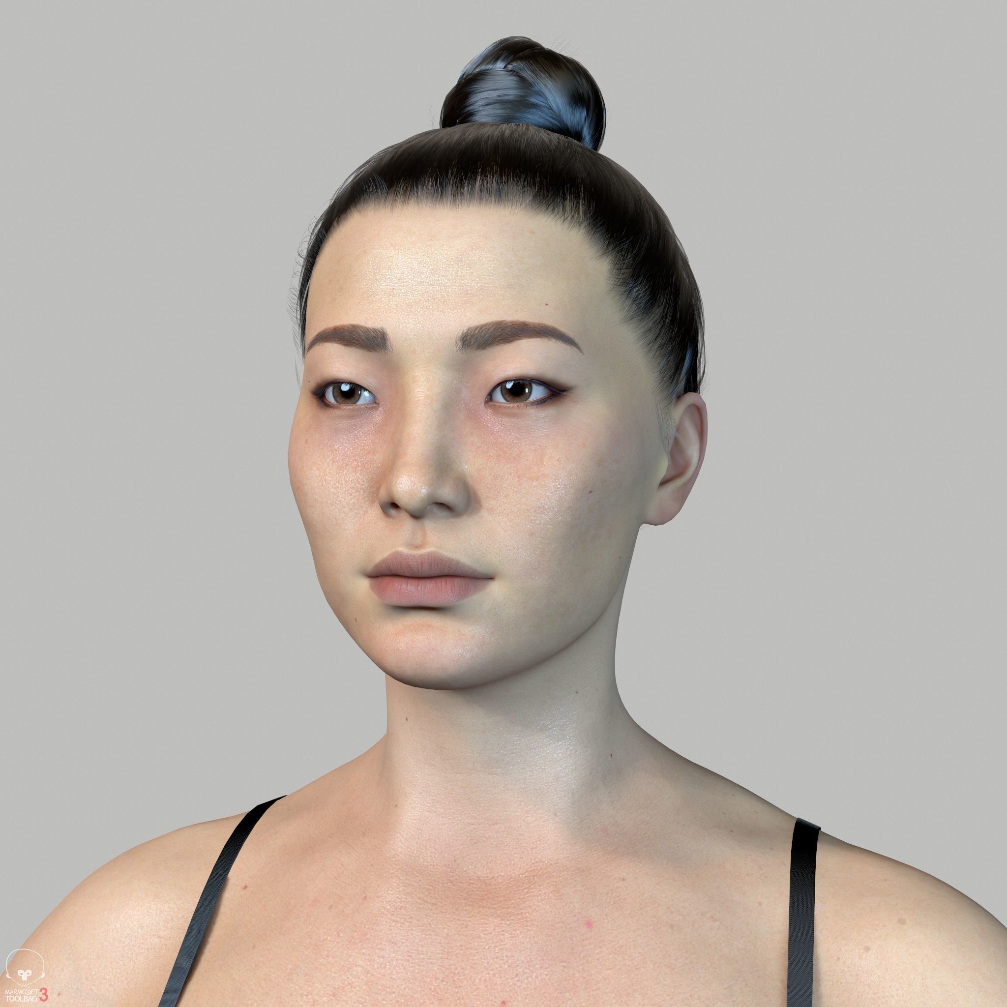 Average Asian Female Body Low-poly 3D model_20