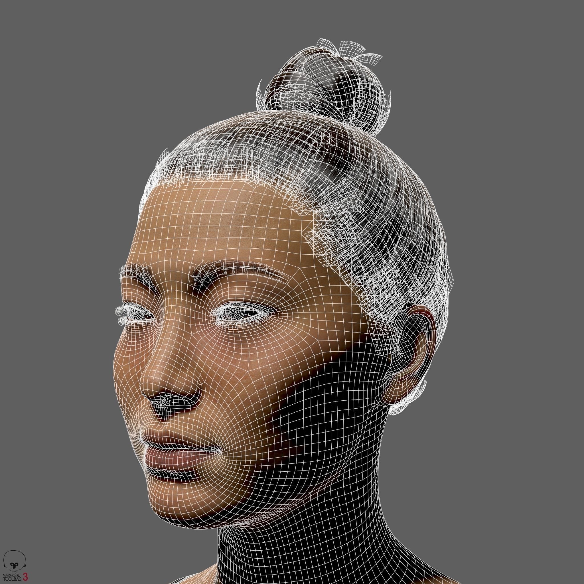 Average Asian Female Body Low-poly 3D model_36