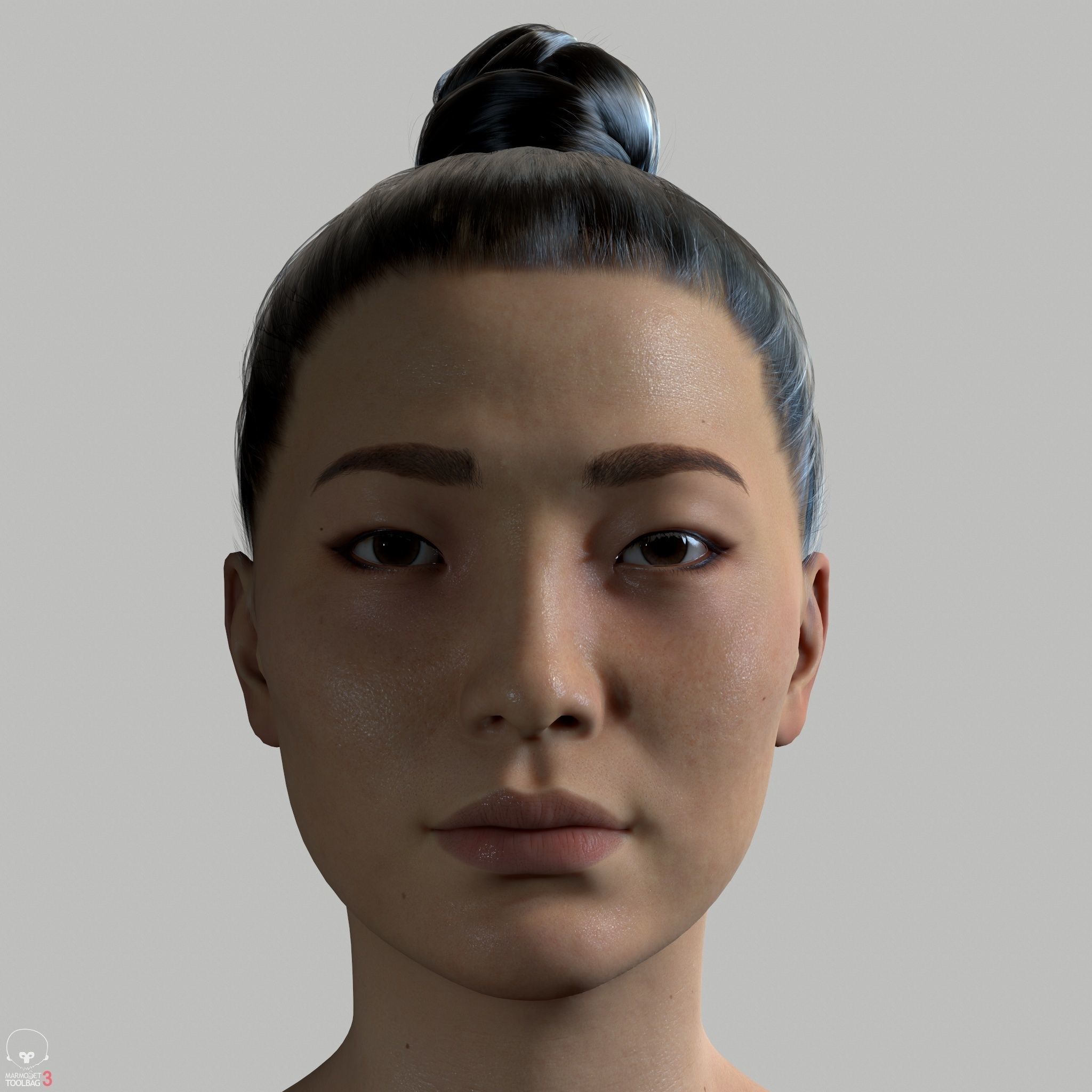 Average Asian Female Body Low-poly 3D model_26