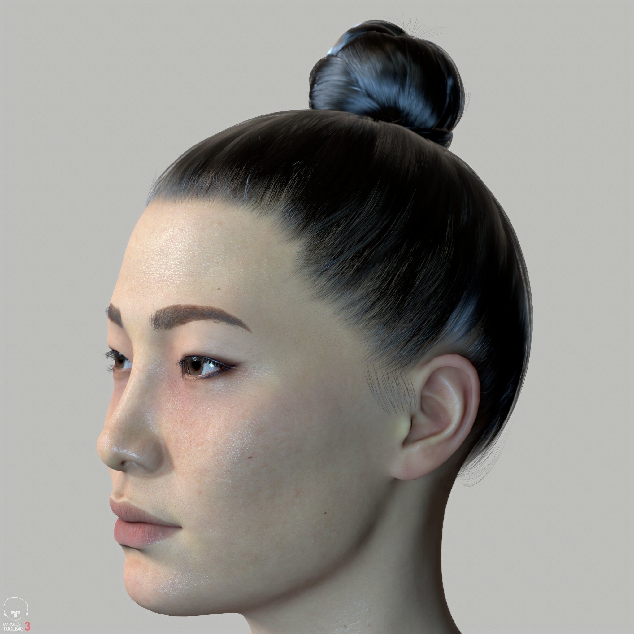 Average Asian Female Body Low-poly 3D model_14