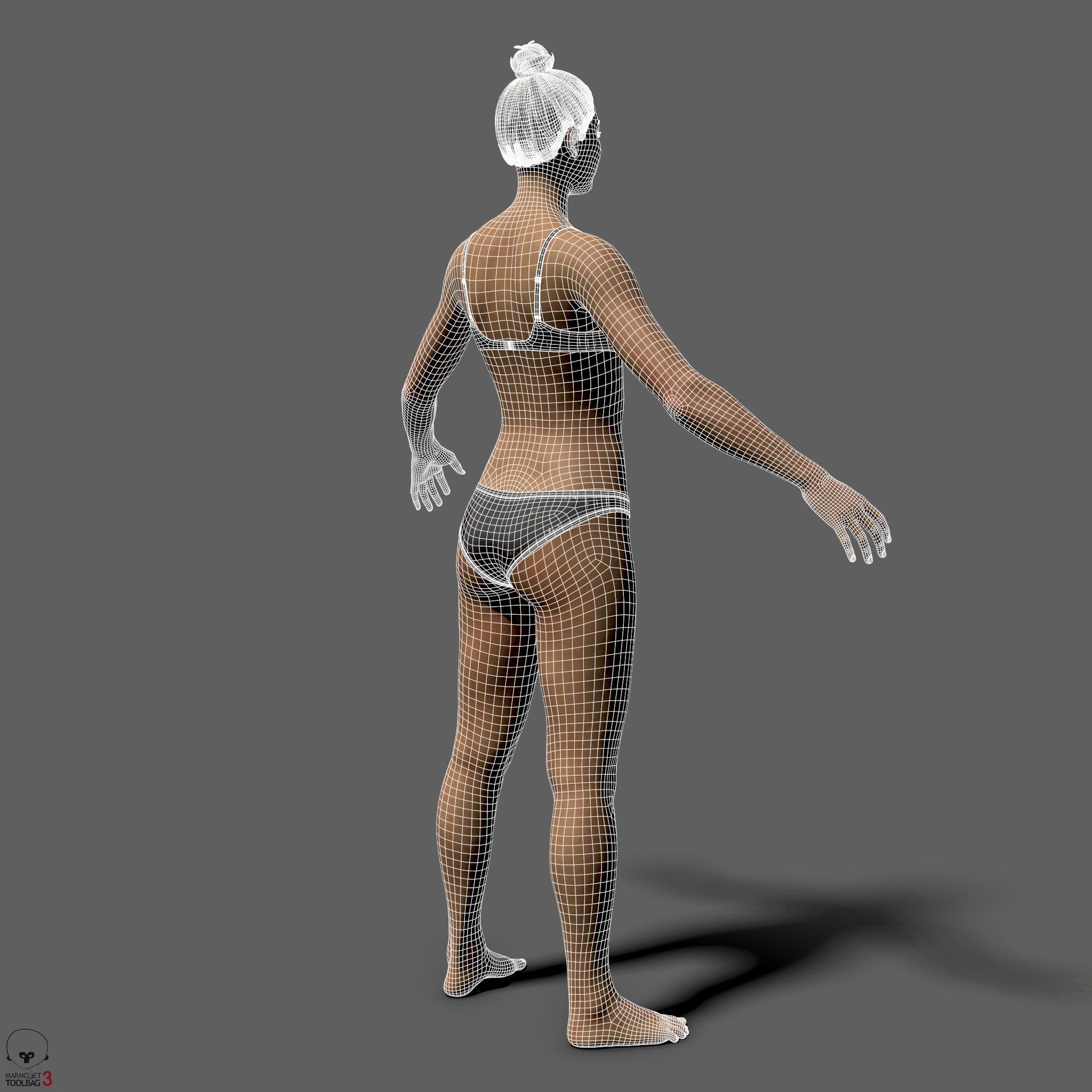Average Asian Female Body Low-poly 3D model_31
