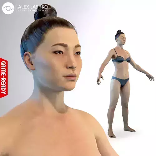 Average Asian Female Body Low-poly 3D model
