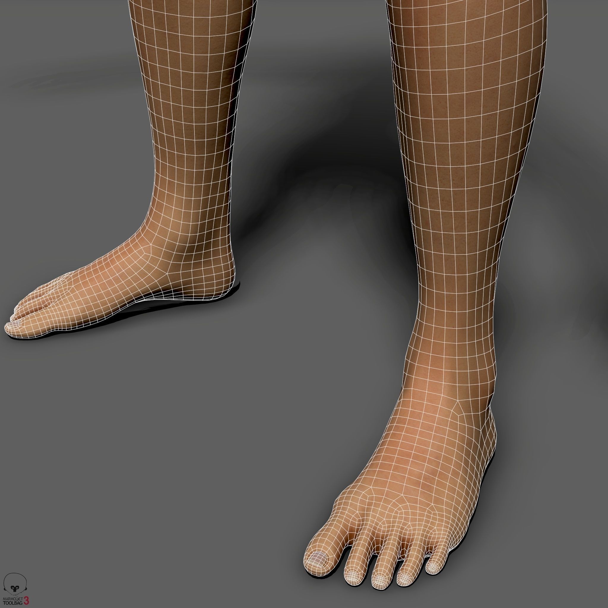 Average Asian Female Body Low-poly 3D model_34