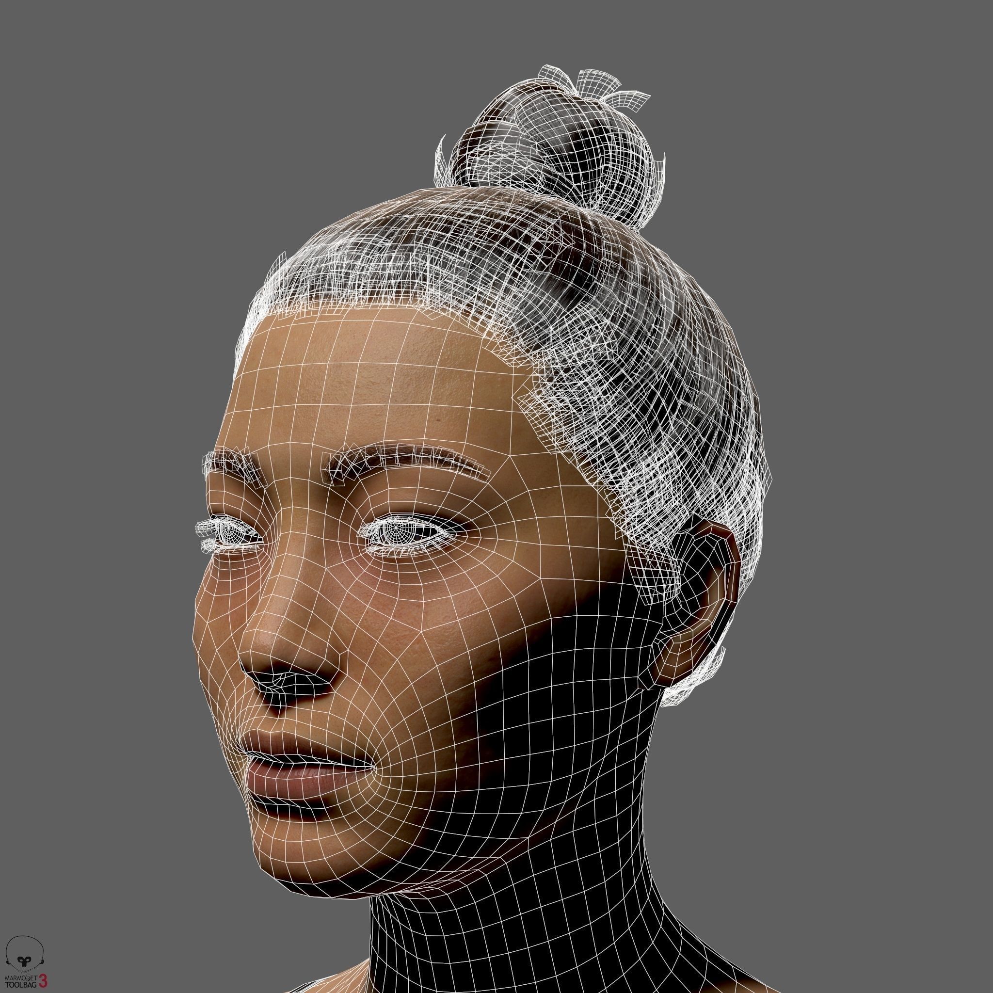 Average Asian Female Body Low-poly 3D model_35