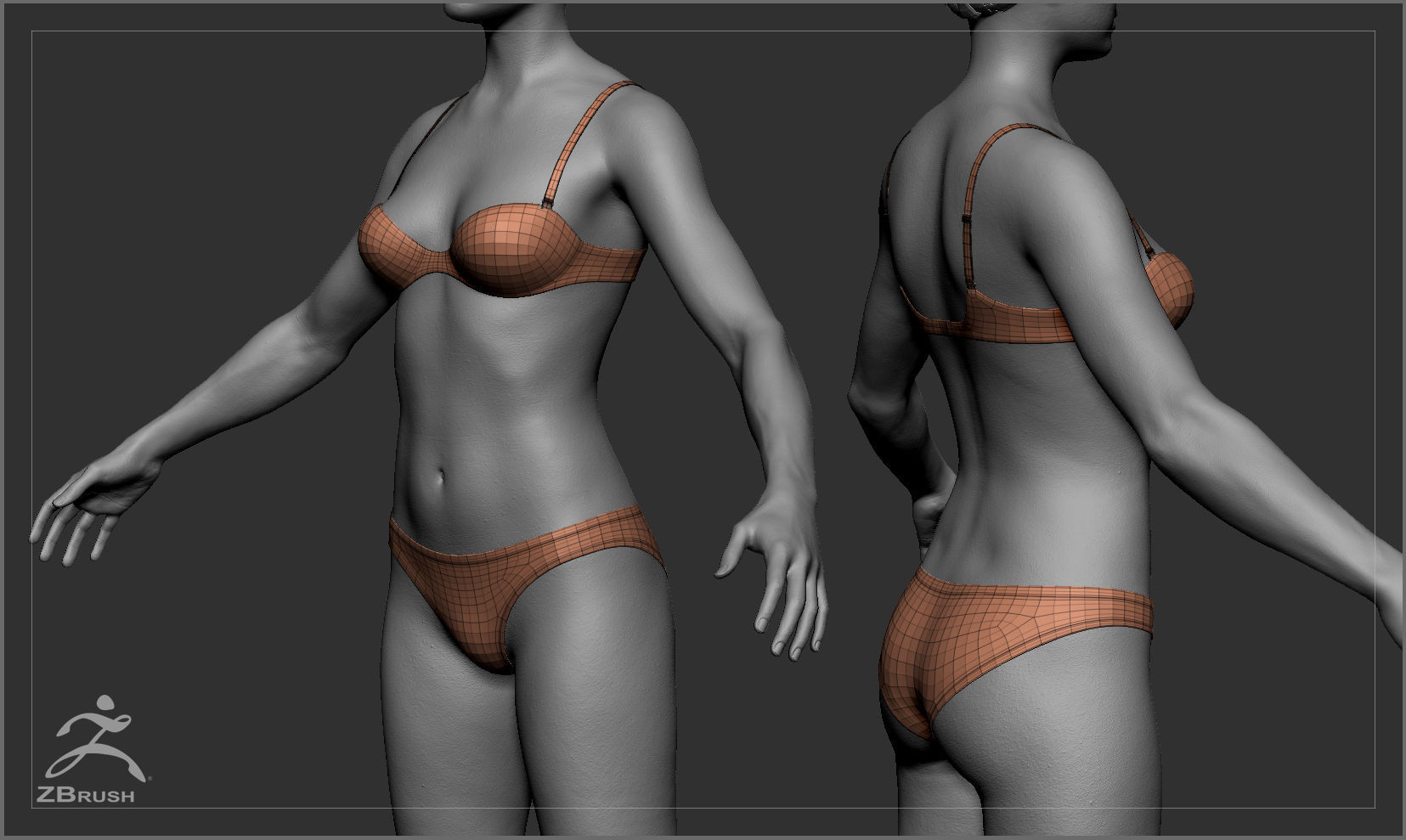 Average Asian Female Body Low-poly 3D model_50