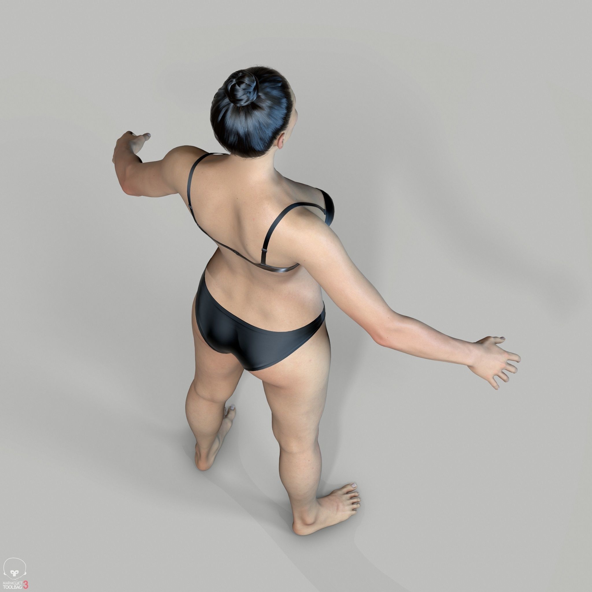 Average Asian Female Body Low-poly 3D model_22