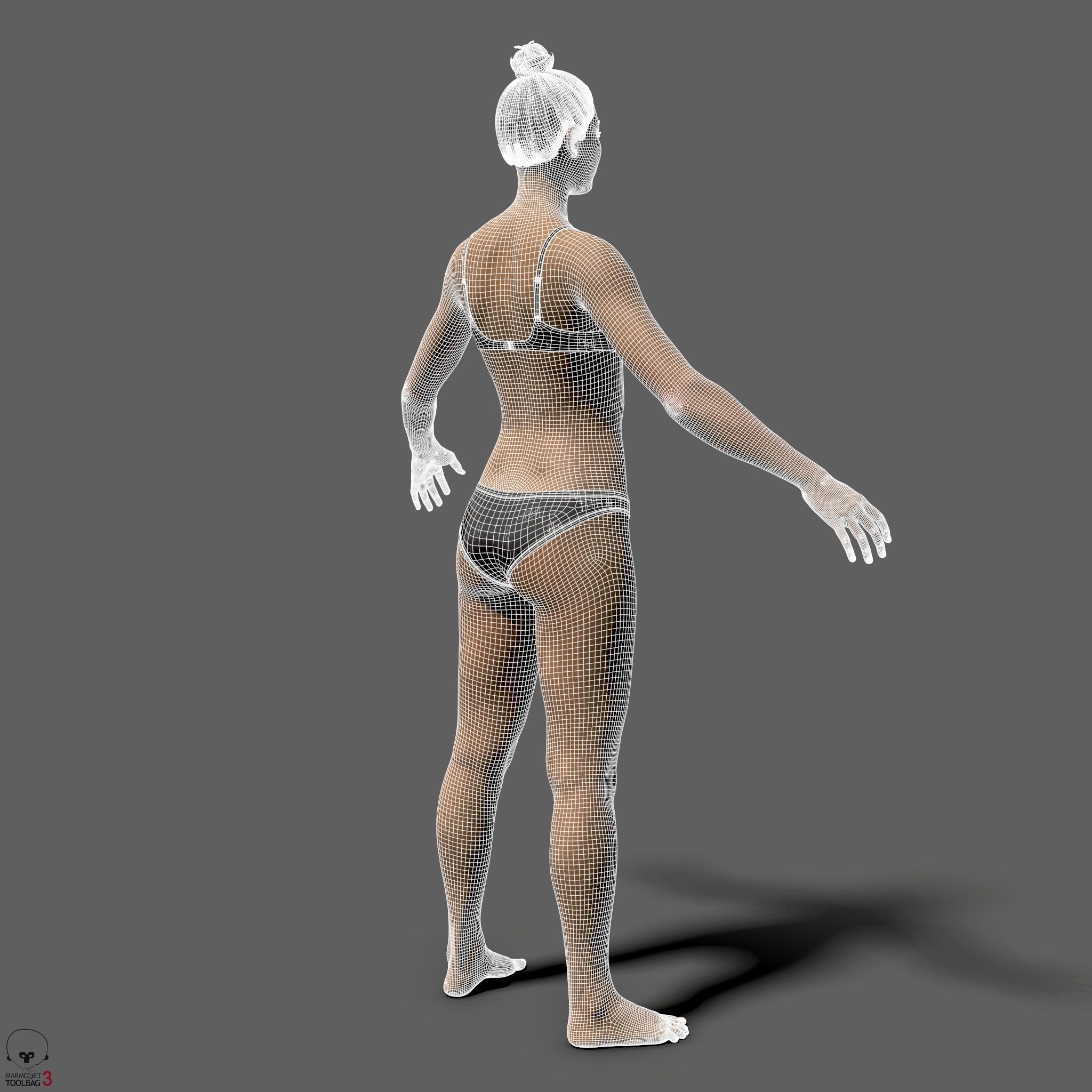 Average Asian Female Body Low-poly 3D model_32