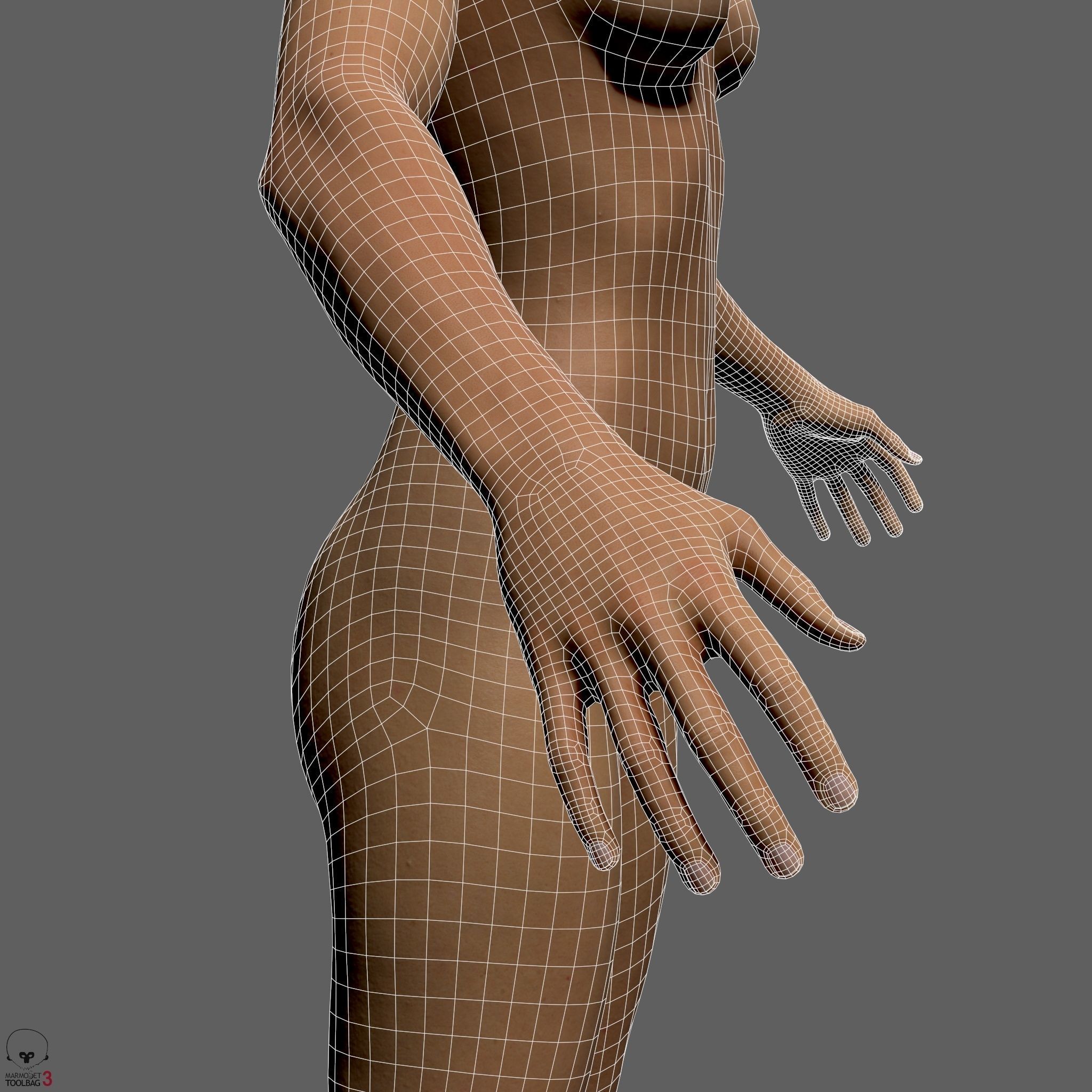 Average Asian Female Body Low-poly 3D model_33