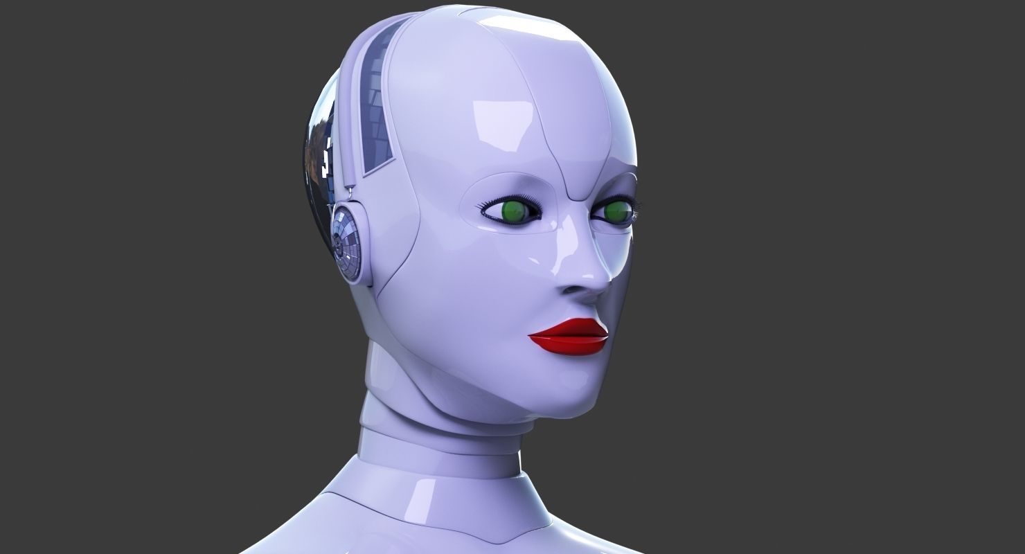 Robot 6 female with eyes 3D model_2
