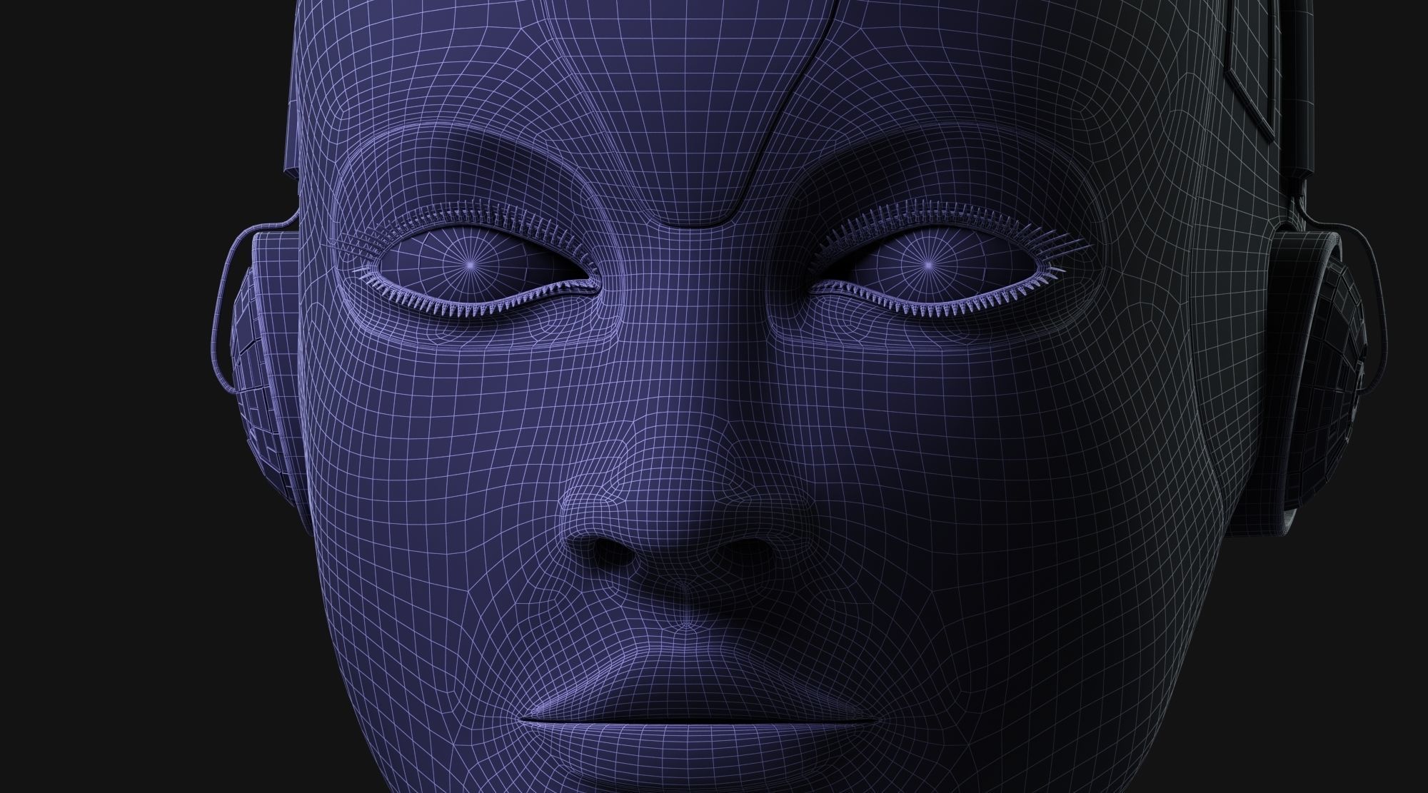 Robot 6 female with eyes 3D model_6